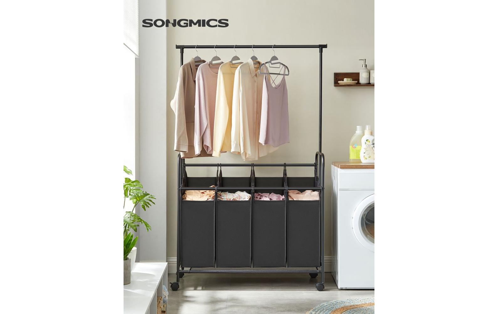 Songmics Wäschekorb 50 l, Schwarz