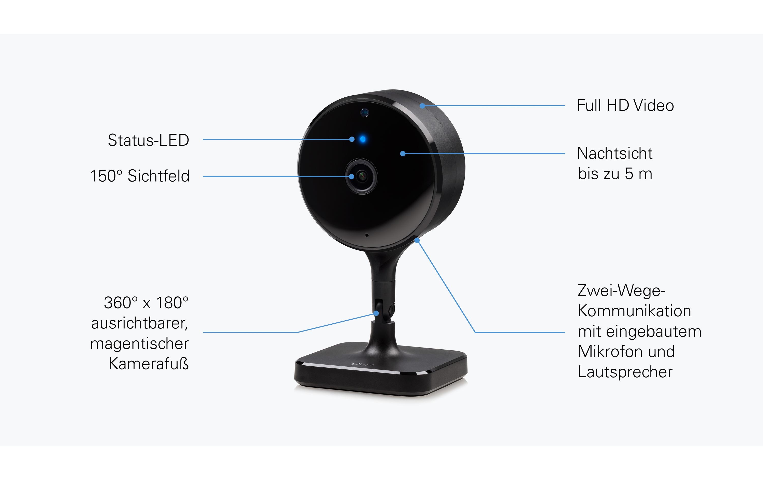 Eve Systems Netzwerkkamera Eve Cam 1080p / 24 fps, 150°, Nachtsicht