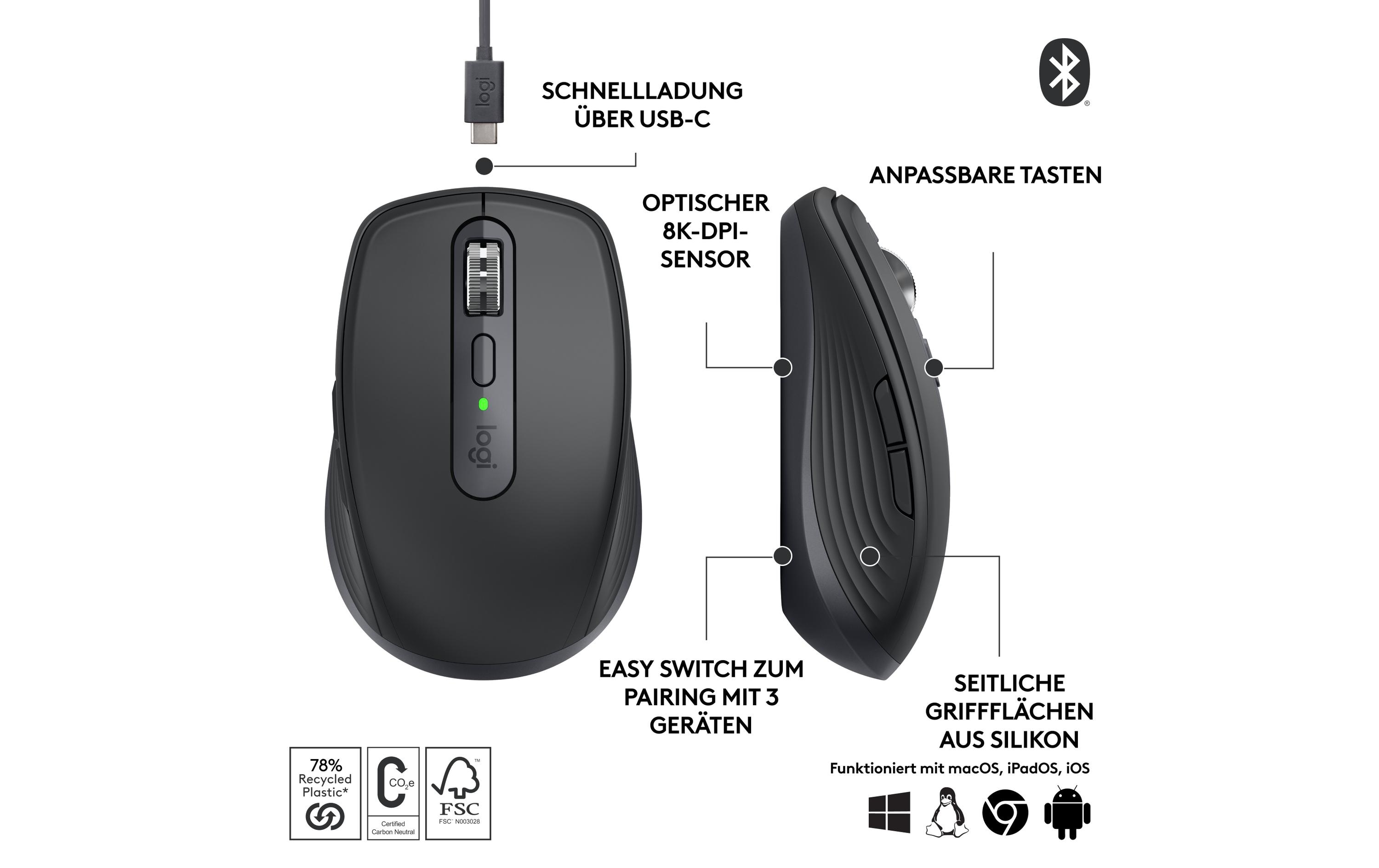 Logitech Mobile Maus MX Anywhere 3s Graphite