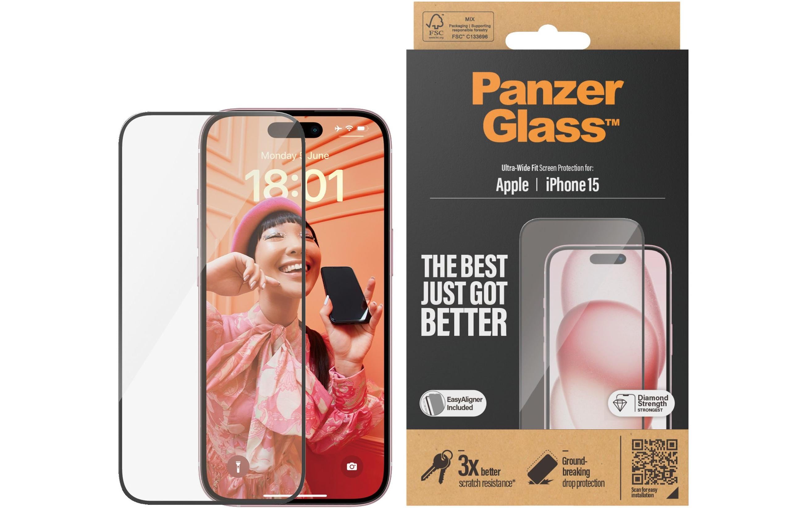 Panzerglass Displayschutz Ultra Wide Fit iPhone 15