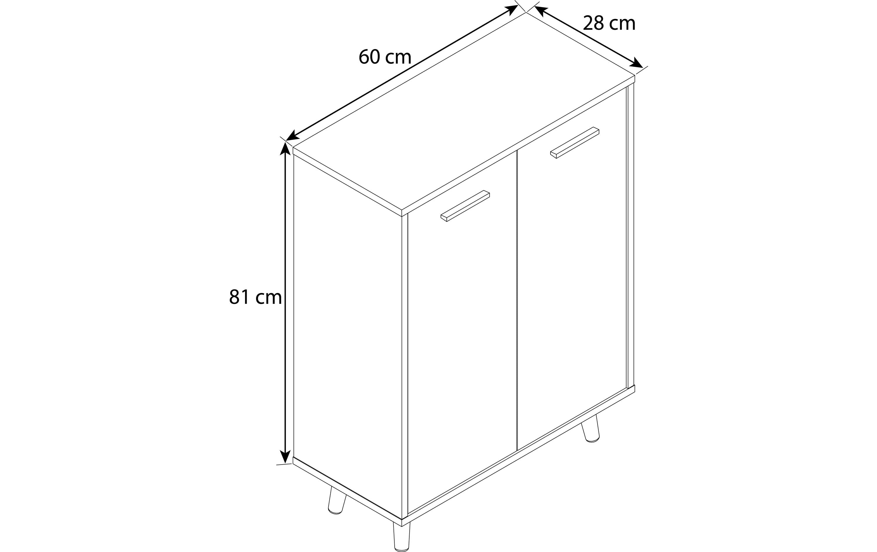 VCM Kommode Landos 60 x 81.4 cm, Weiss/Honig-Eiche