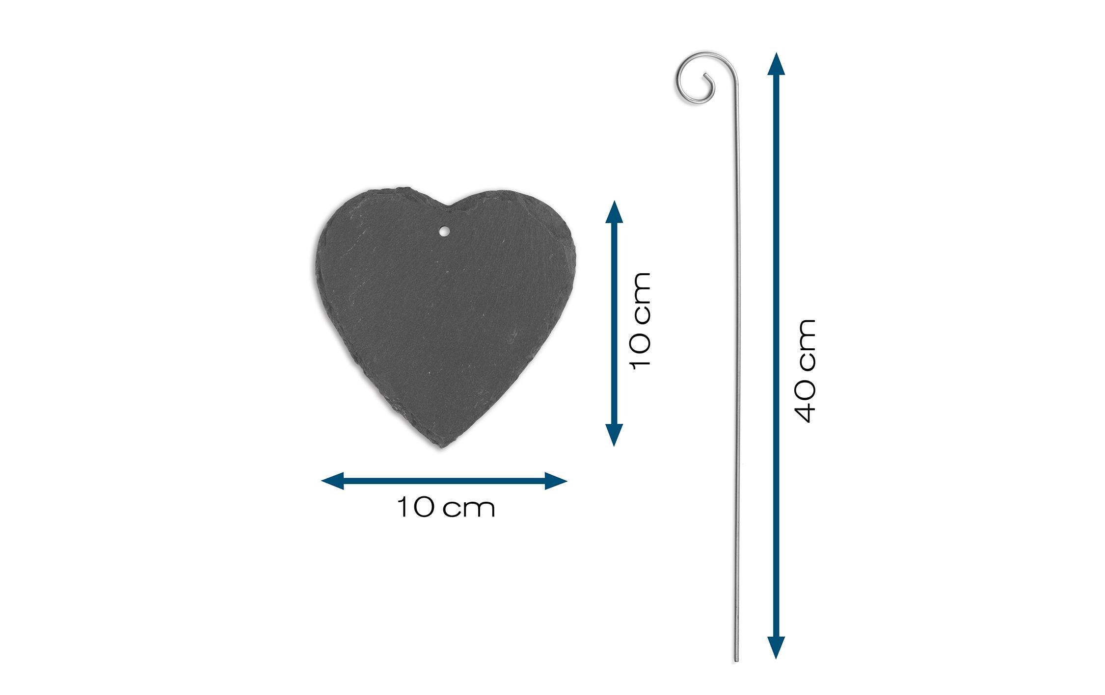 Hoberg Pflanzschilder Set Schiefer Herz, 10 Stück
