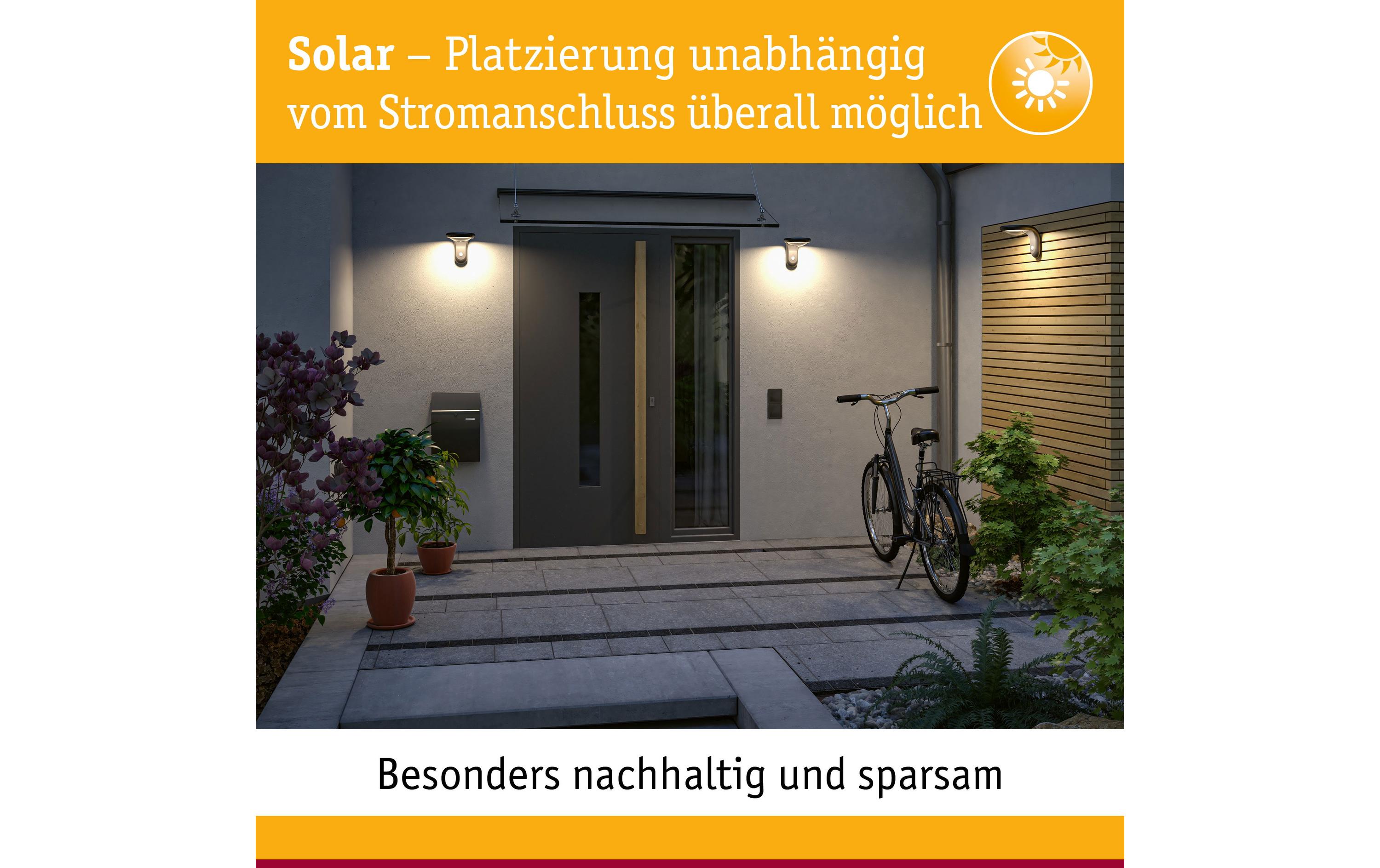 Paulmann Solar LED Aussenwandleuchte Bordola, Anthrazit