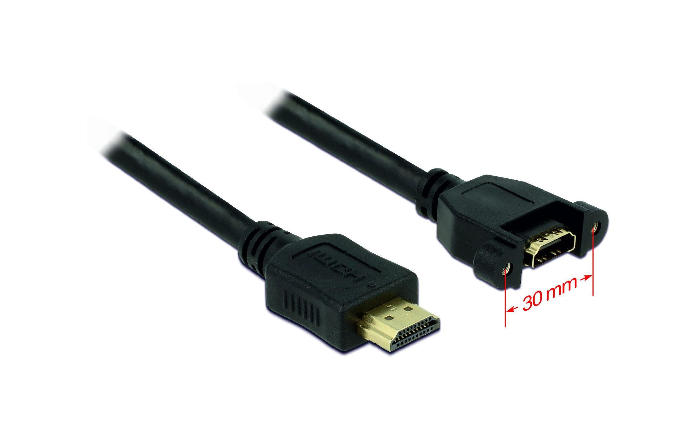 Delock Kabel HDMI – HDMI, 1 m 4K, 30 Hz, zum Einbau, verschraubbar