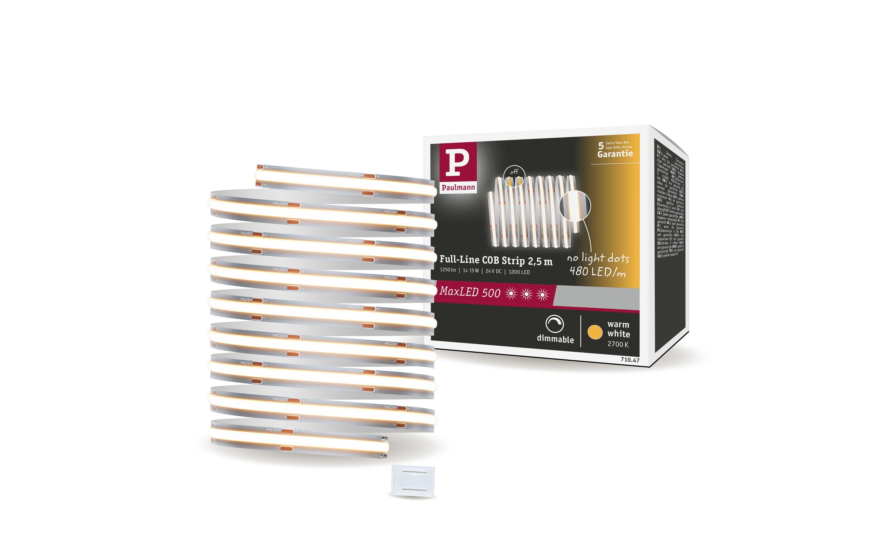 Paulmann LED-Stripe MaxLED 500 Einzelstripe COB, 2700K, 2.5m, Silber