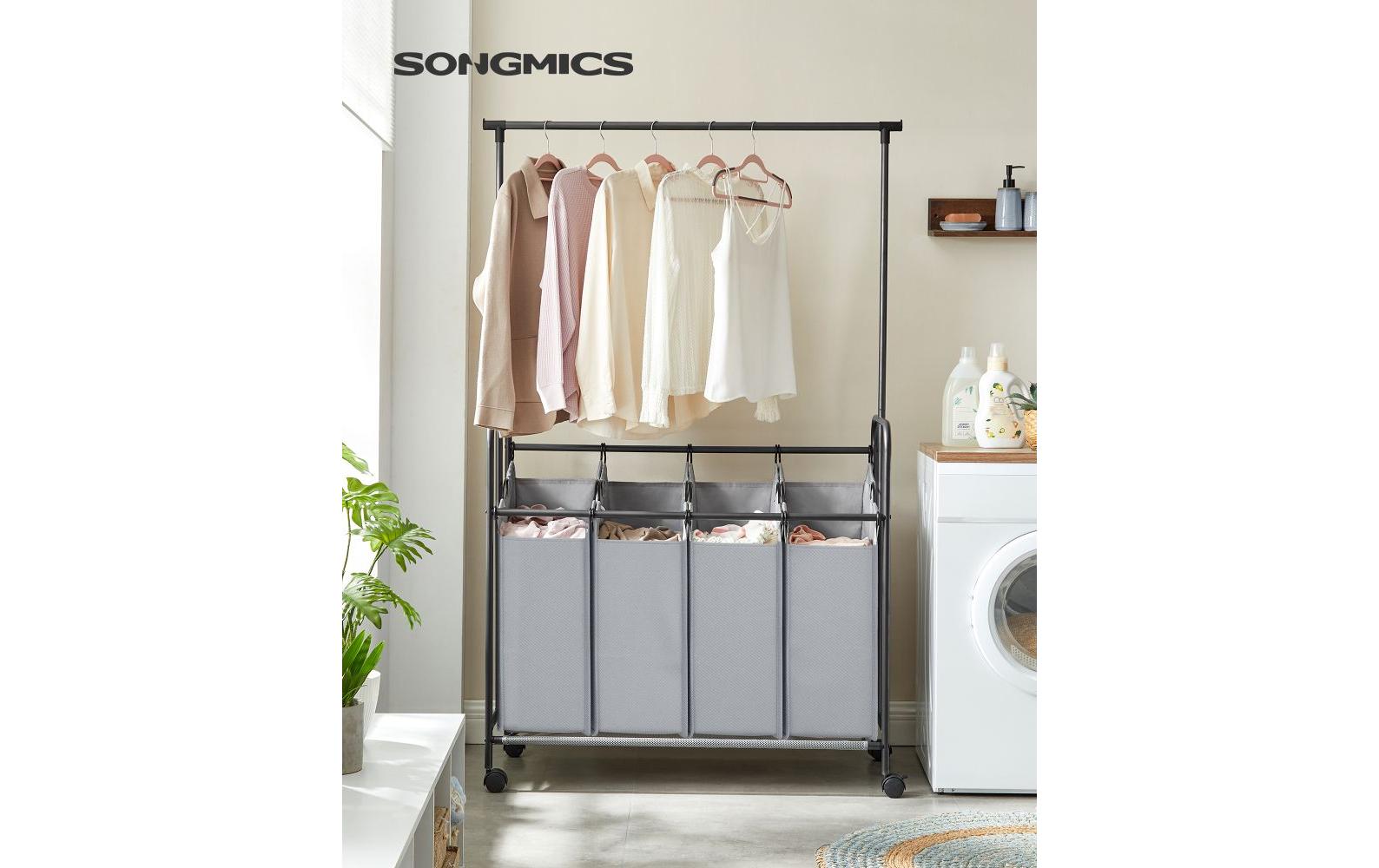 Songmics Wäschekorb 50 l, Grau