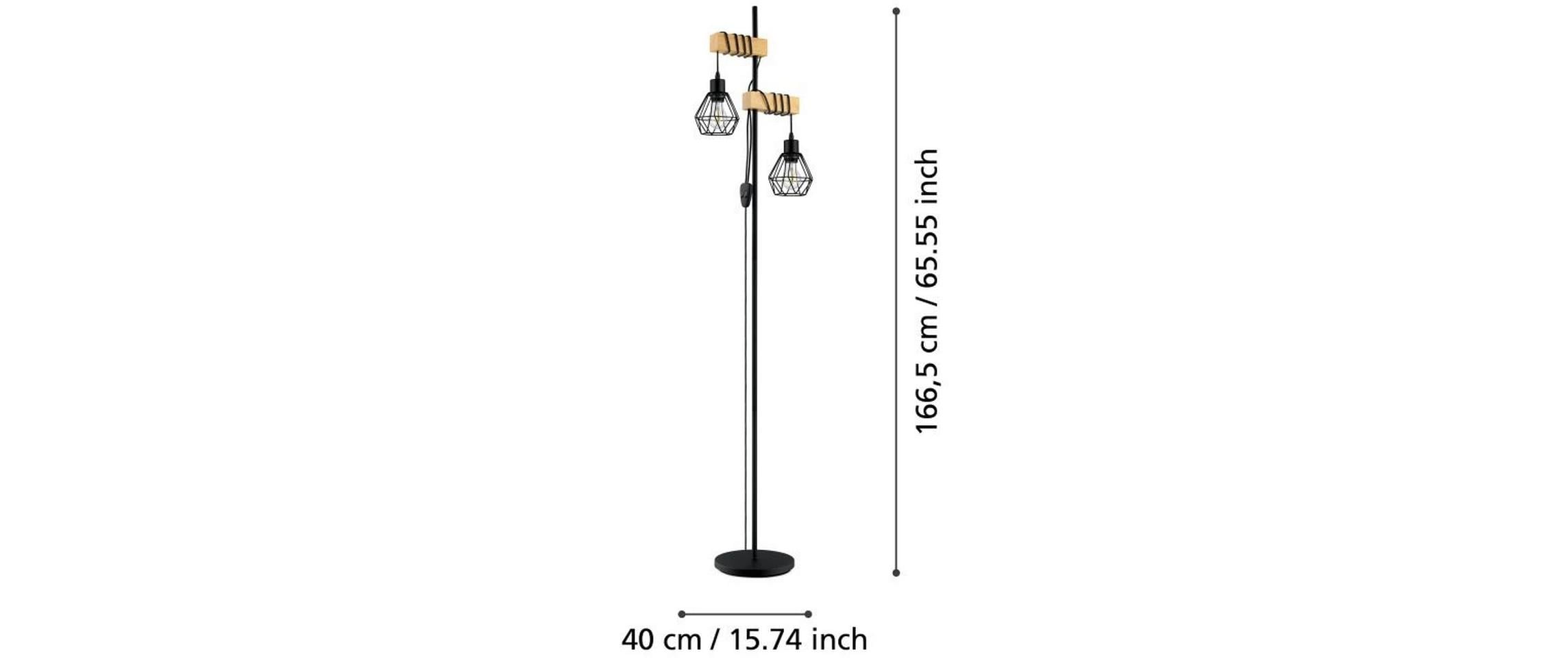 EGLO Leuchten Stehleuchte TOWNSHEND 5 2 x E27, Schwarz