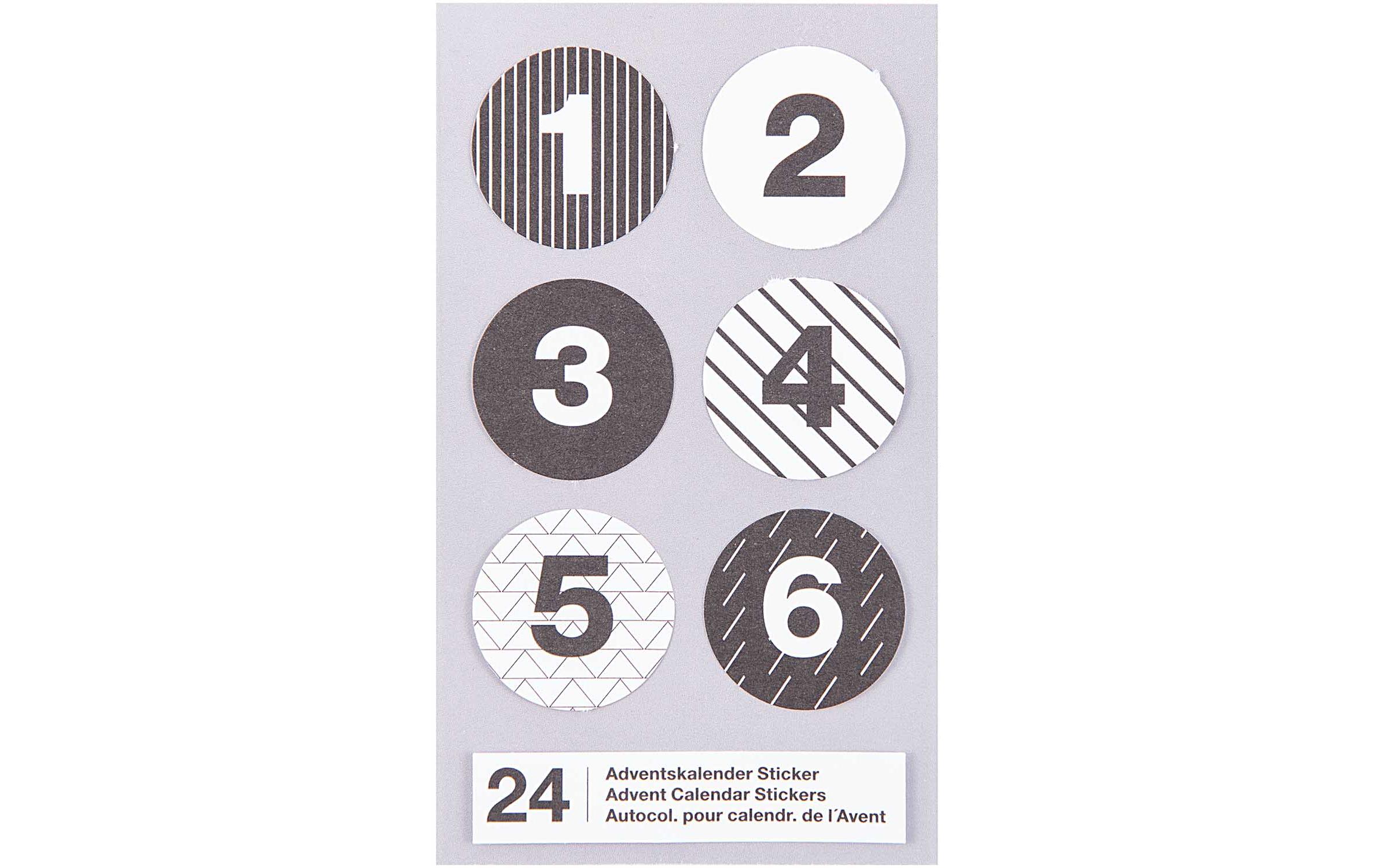 Rico Design Adventskalender-Zahlen Sticker Schwarz/Weiss, 4 Blatt