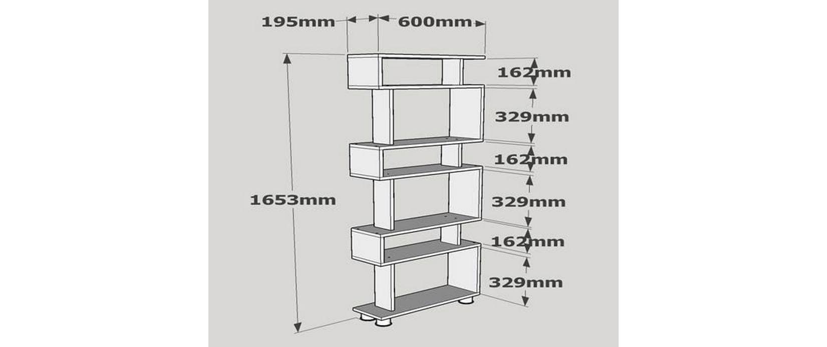 Woody Fashion Regal Blok 60 x 165 x 19.5 cm, Nature/Weiss