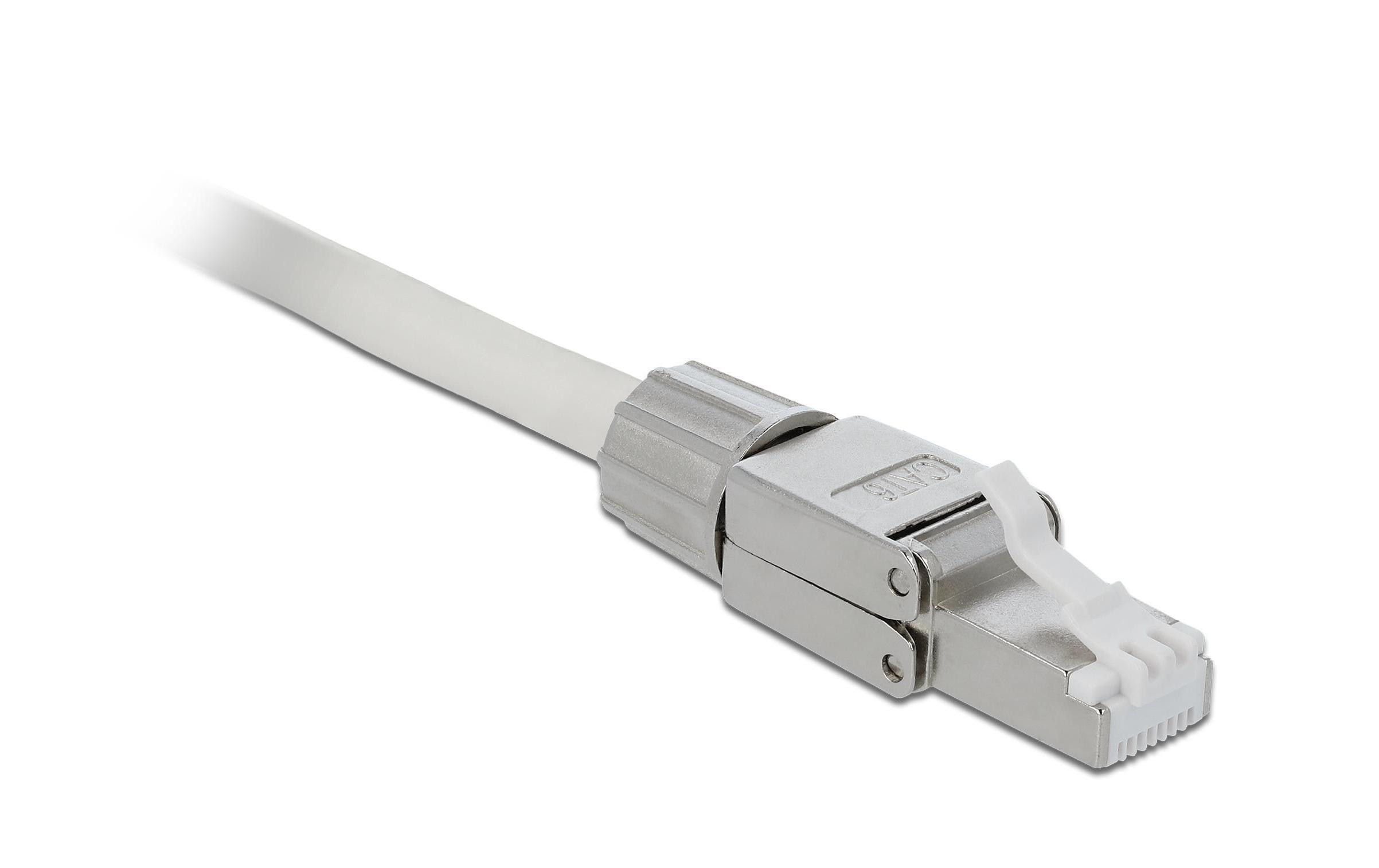 Delock Stecker RJ45 Cat.6 1 Stück, Grau, geschirmt, werkzeugfrei