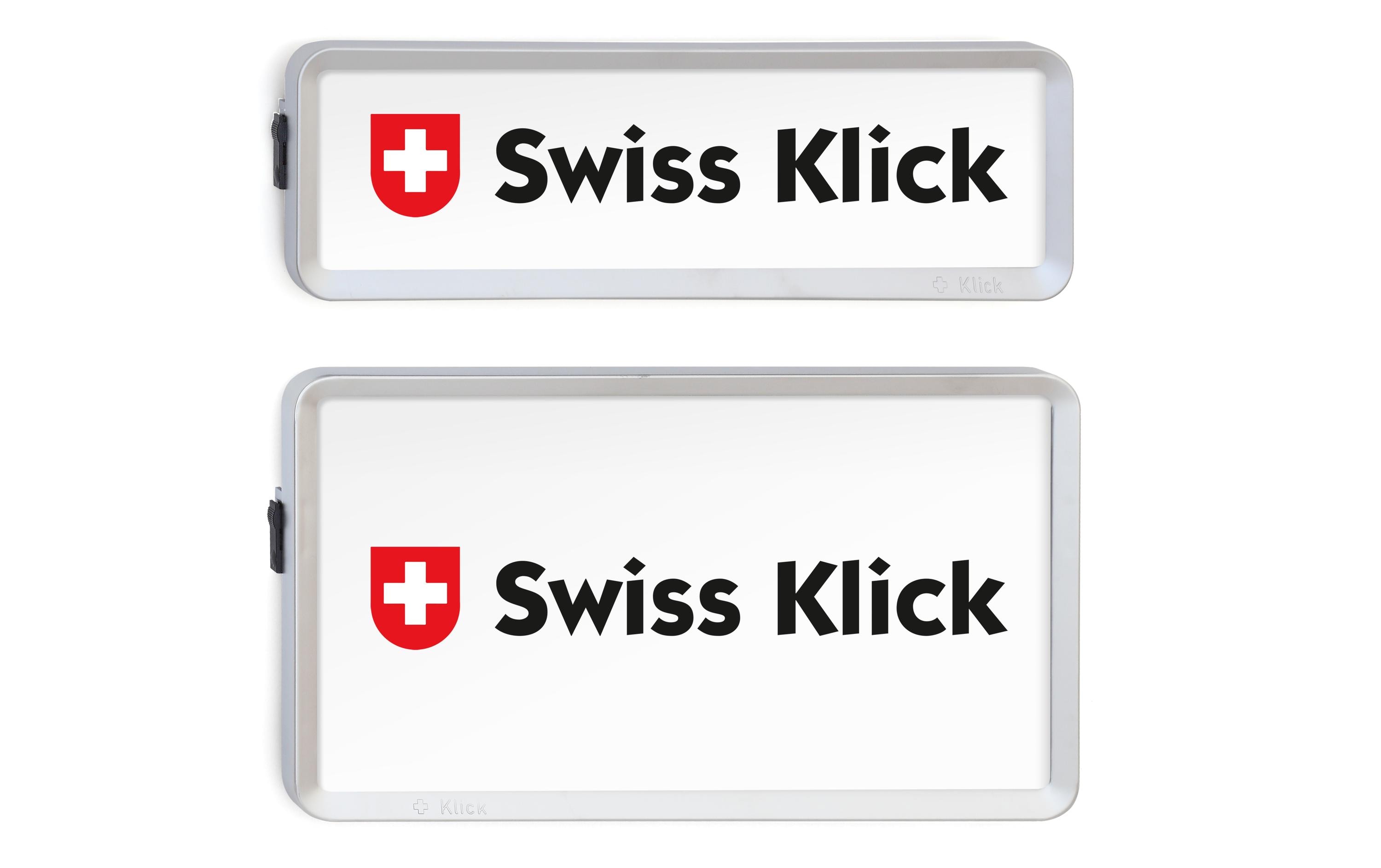 Swiss Klick Kennzeichenhalterset Hochformat Chrom Matt