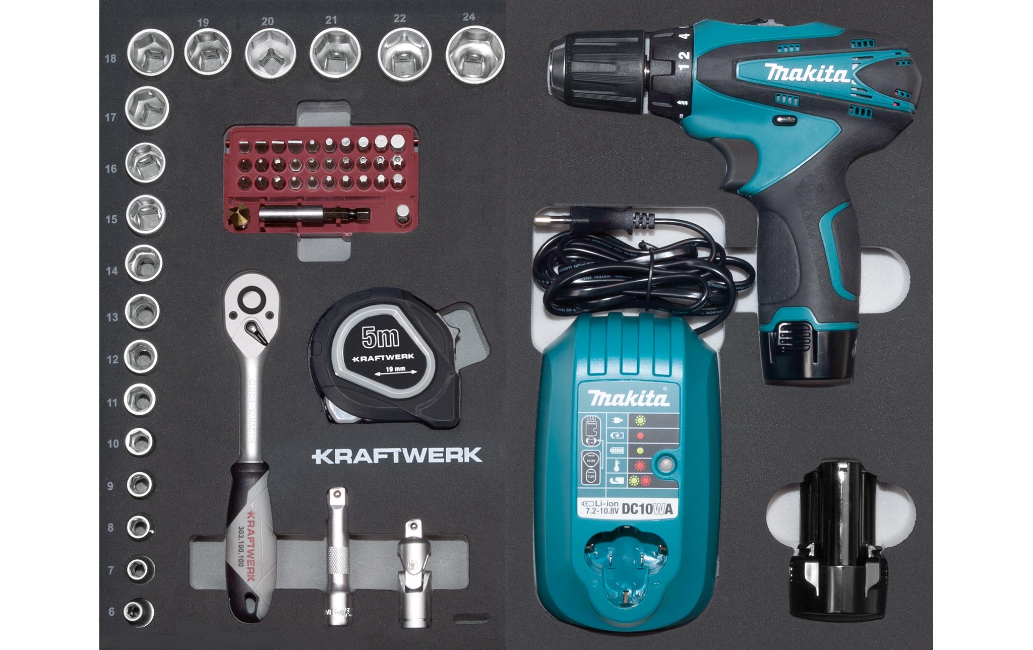 Kraftwerk Werkzeugkoffer B147 Makita 3/8, 100-teilig