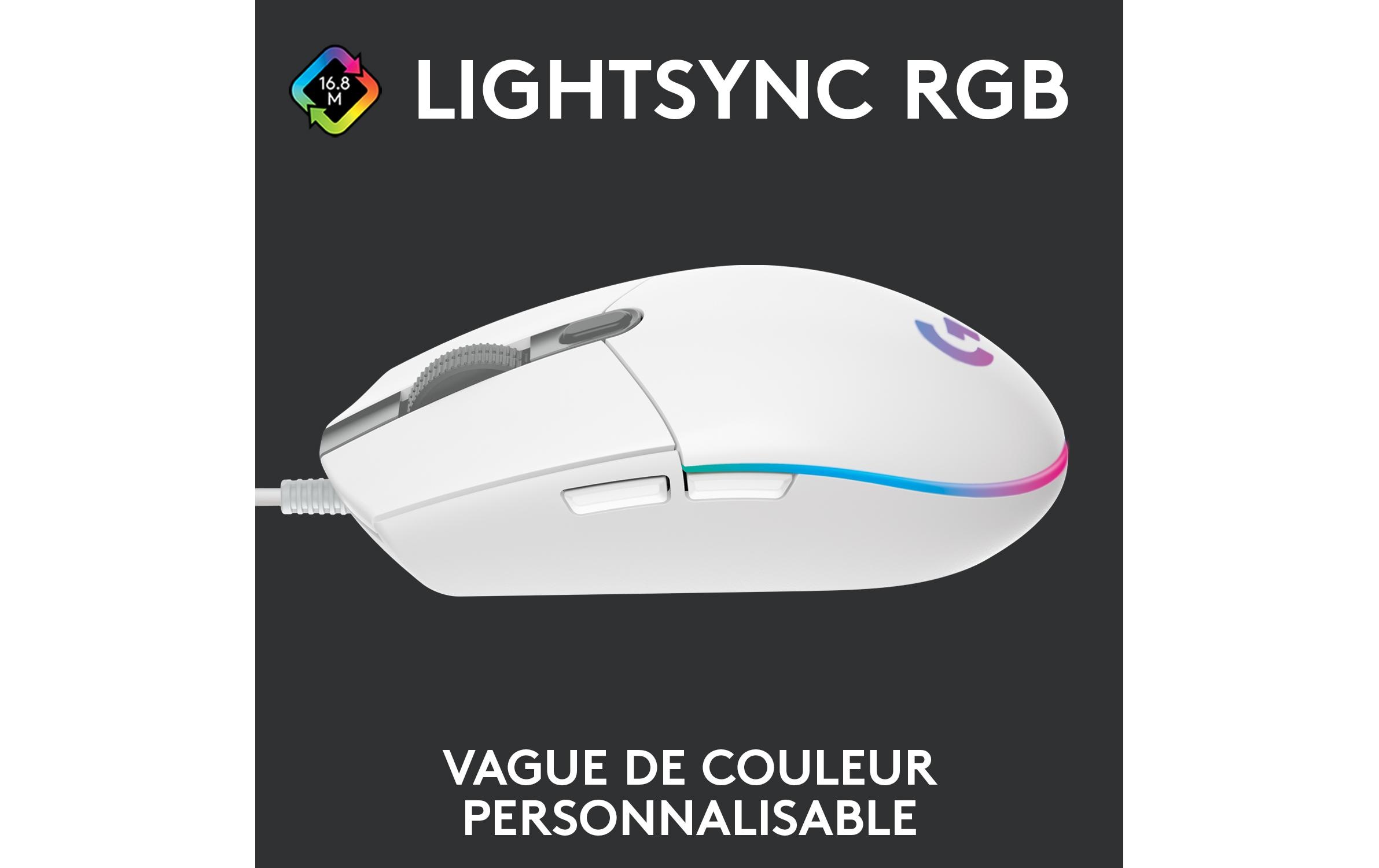 Logitech Gaming-Maus G203 Lightsync Weiss