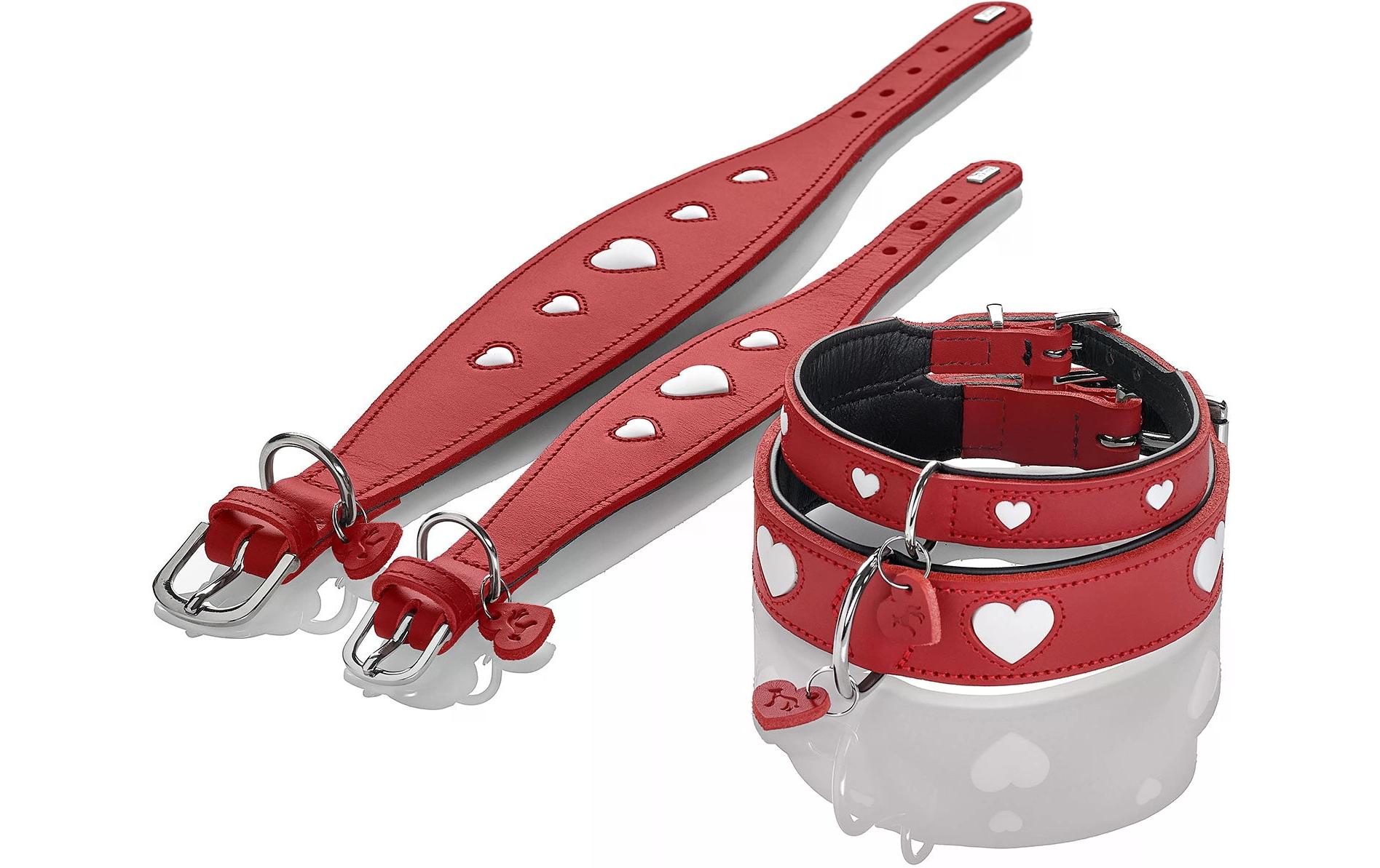 Hunter Halsband Windhund Love 37/XS-S, Rot/Schwarz