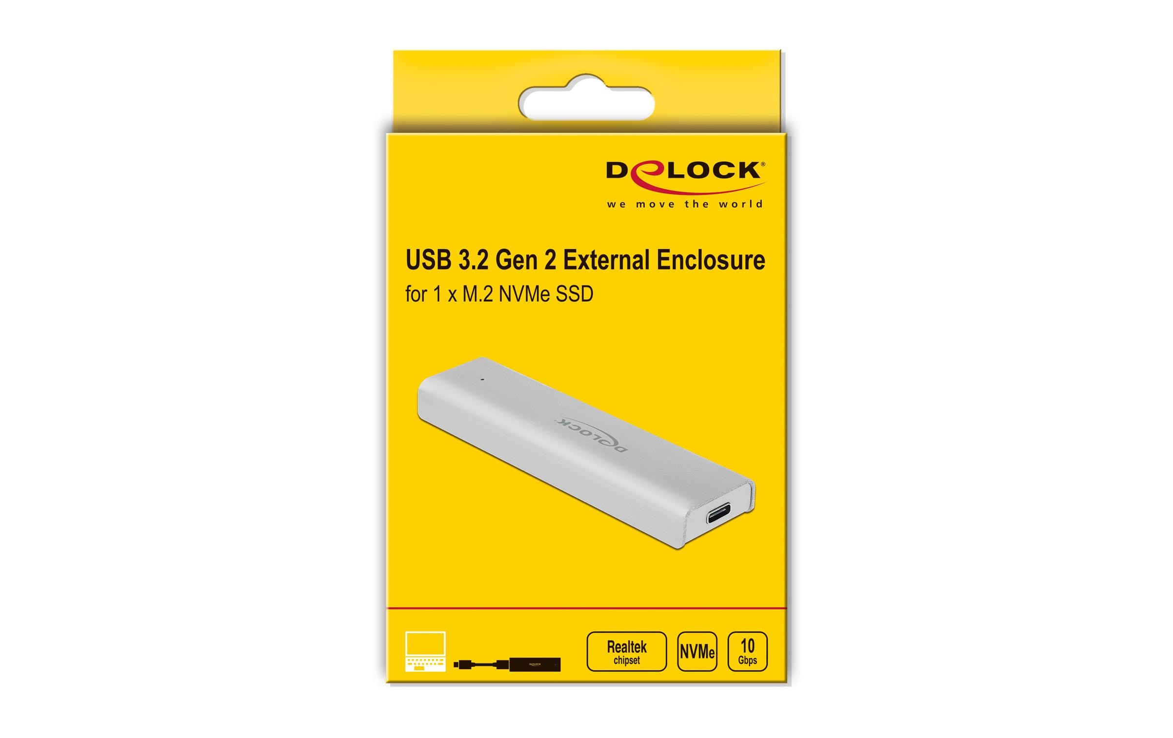 Delock Externes Gehäuse USB-C - M.2 Key-M, NVME Extern