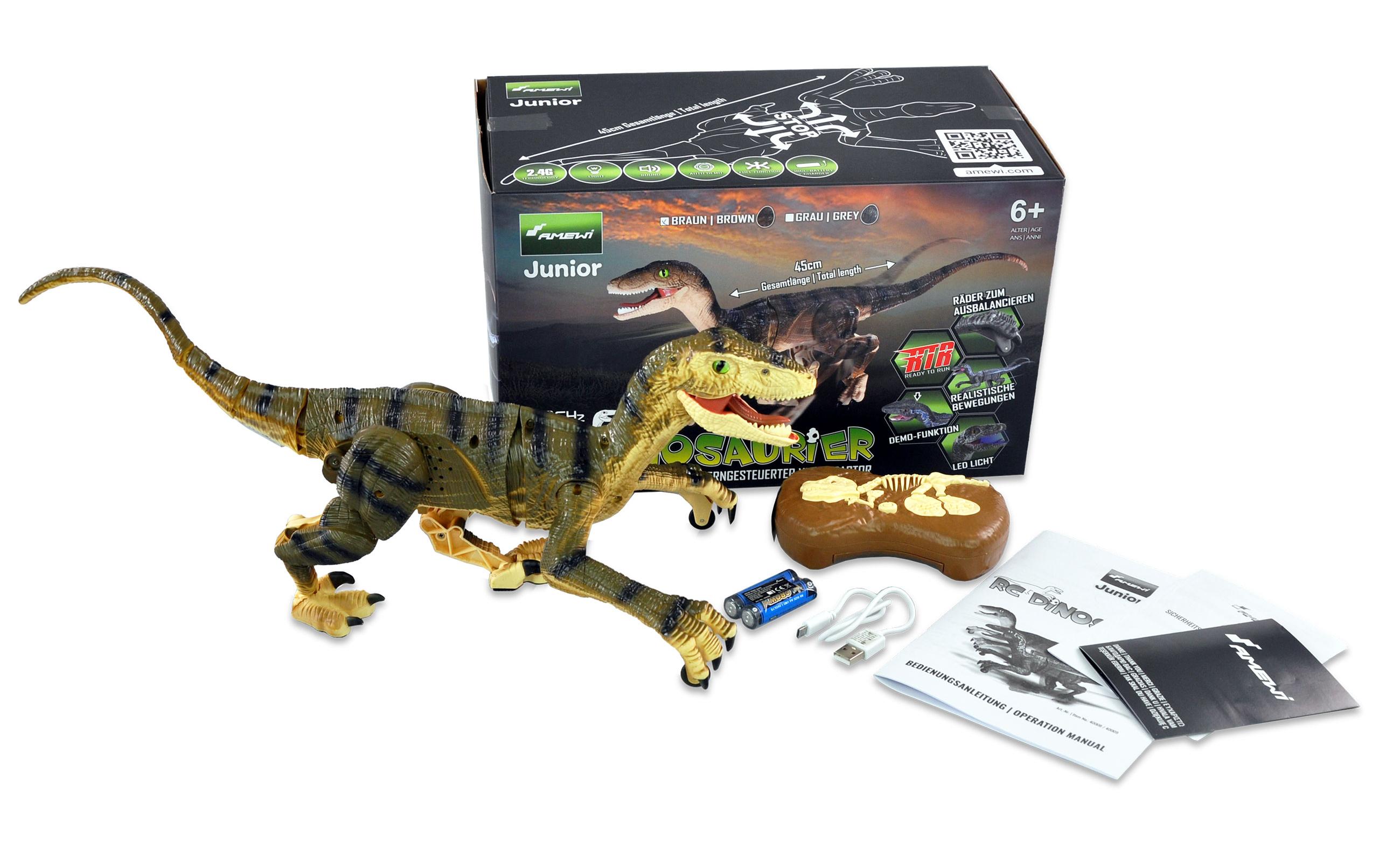 Amewi RC Dinosaurier Velociraptor, Braun RTR