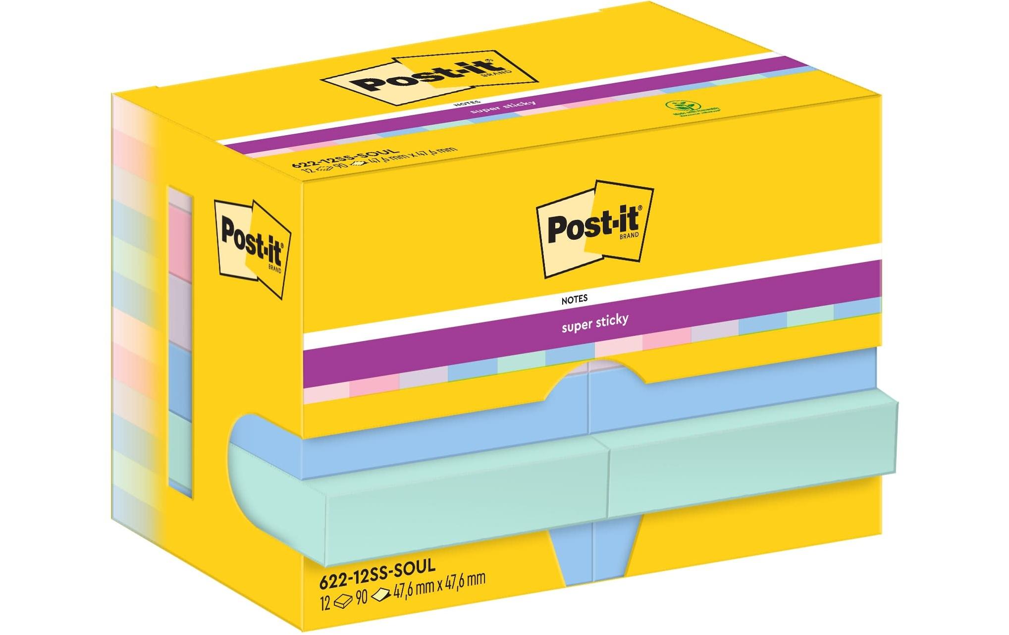 Post-it Notizzettel Super Sticky 47 x 47 mm, Soulful, 12 Blöcke