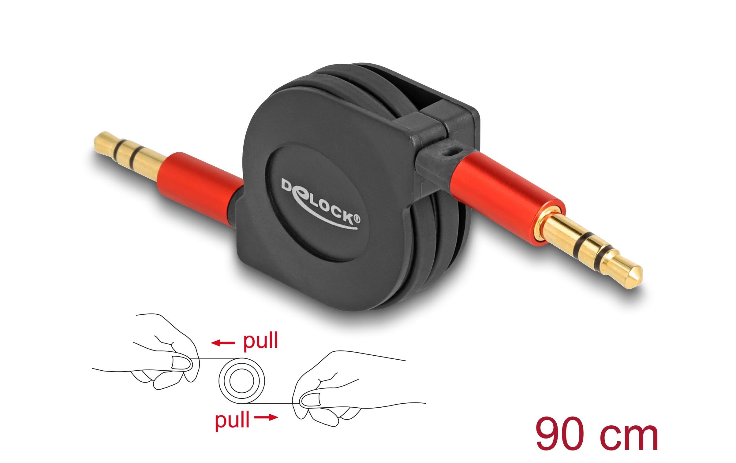 Delock Audio-Kabel aufrollbar 3.5 mm Klinke - 3.5 mm Klinke 0.9 m