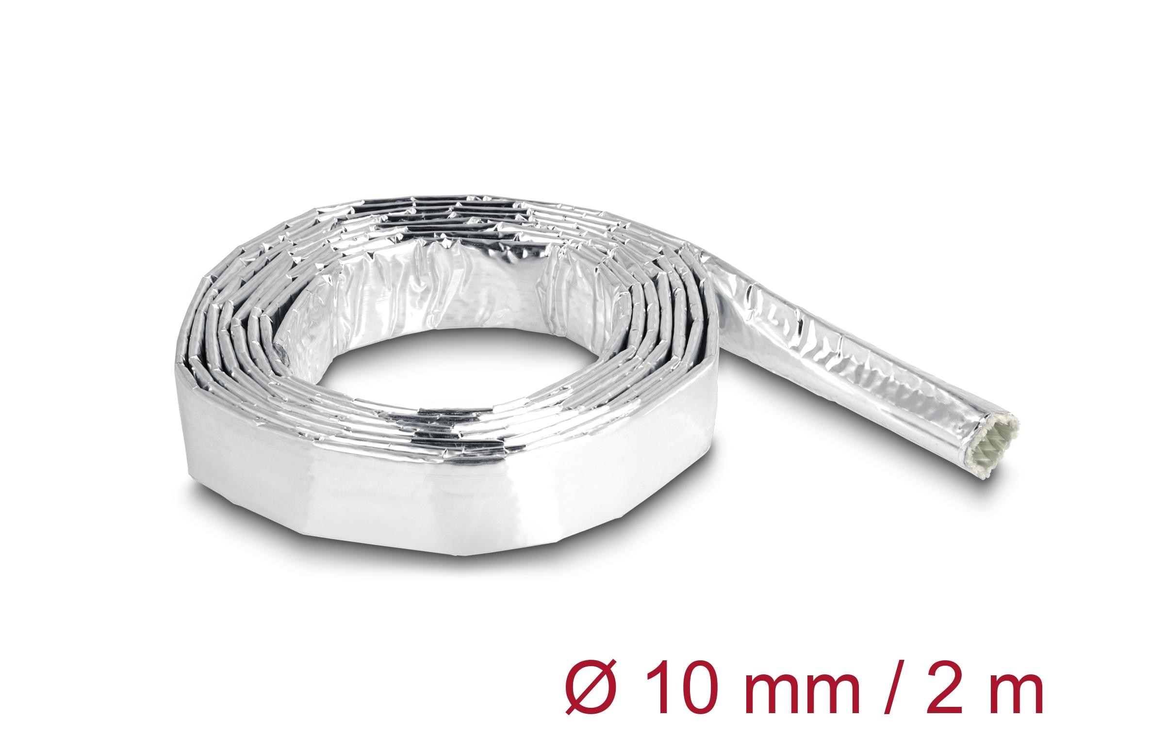 Delock Kabelschlauch aus Glasfasergeflecht / Alu 2 m x 10 mm Silber