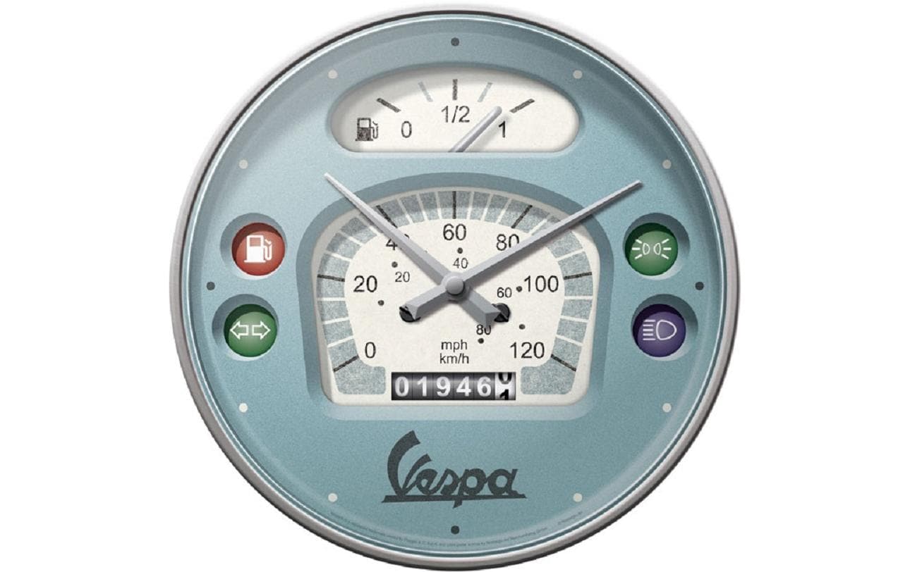 Nostalgic Art Wanduhr Vespa Tachometer Ø 31 cm, Blau/Weiss