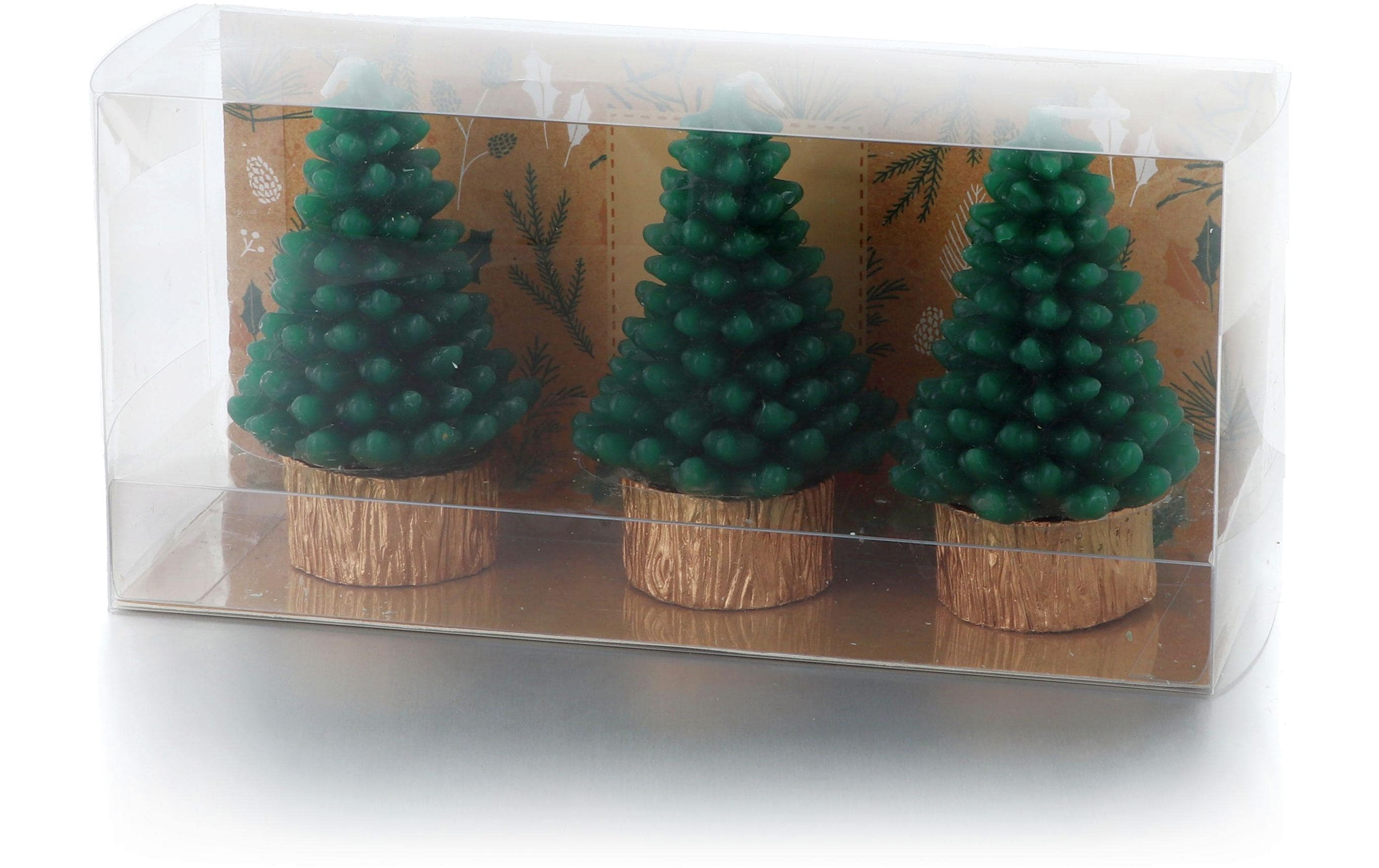 balthasar Weihnachtskerze Tannenbaum 3 Stück, Grün