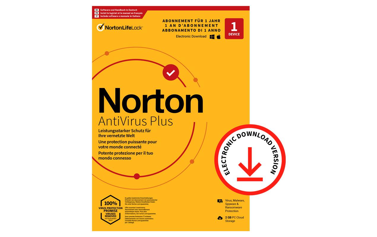 Norton Norton AntiVirus Plus ESD, 1 Jahr, incl. 2 GB Cloud Speicher