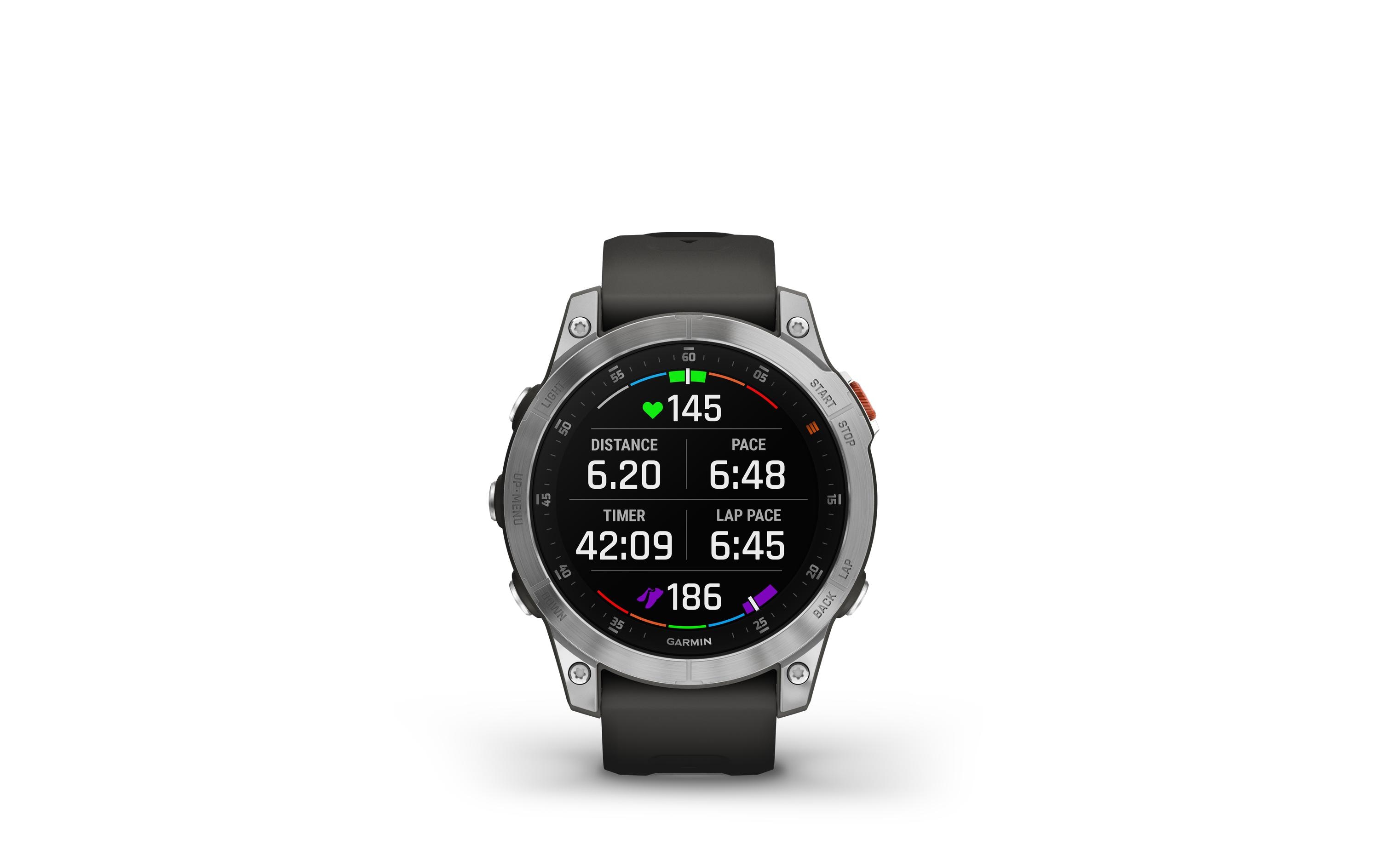 GARMIN Sportuhr Epix Gen 2, 22 mm Anthrazit/Silber