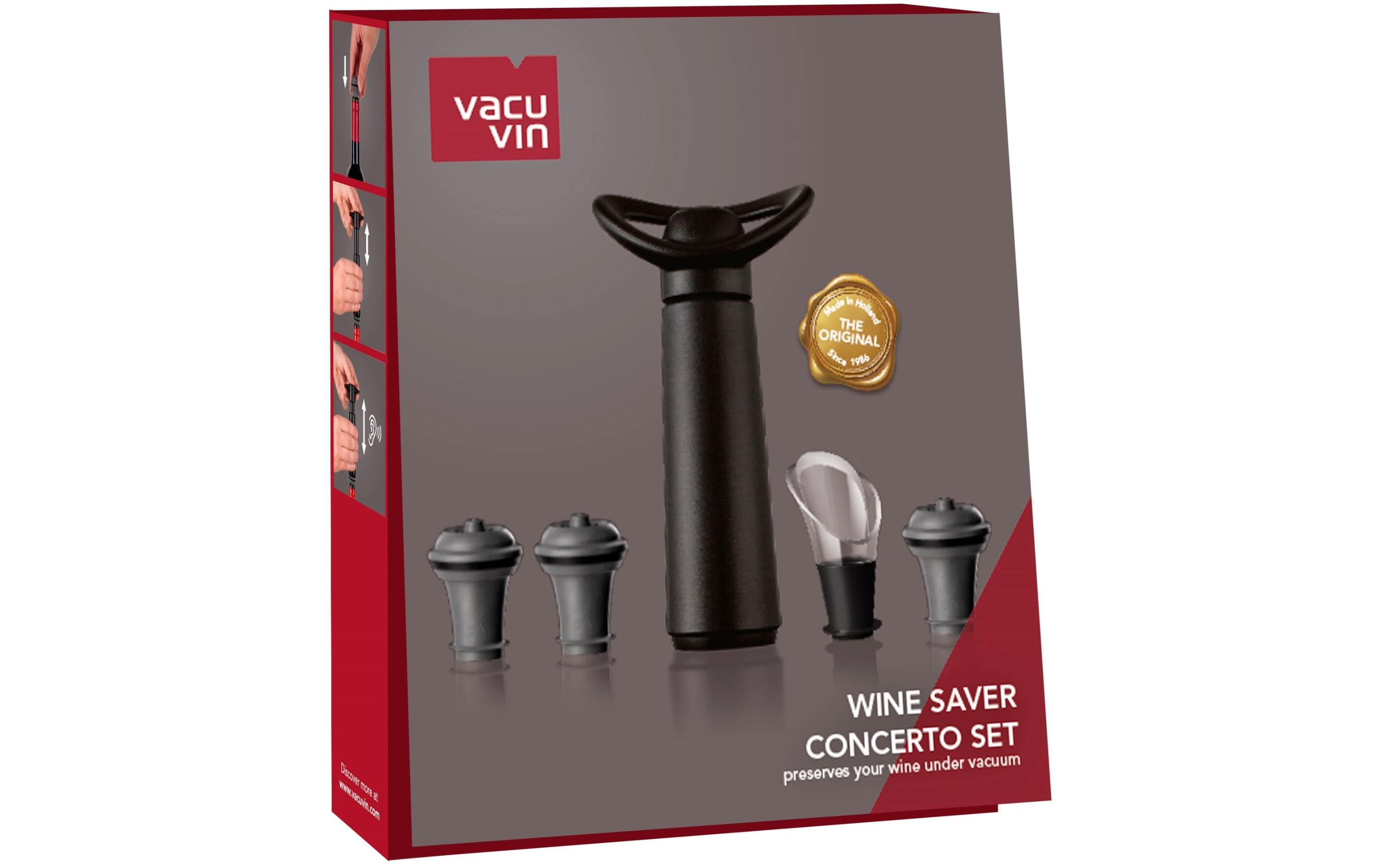 Vacuvin Vakuumpumpe Wine Saver Concerto Set Schwarz