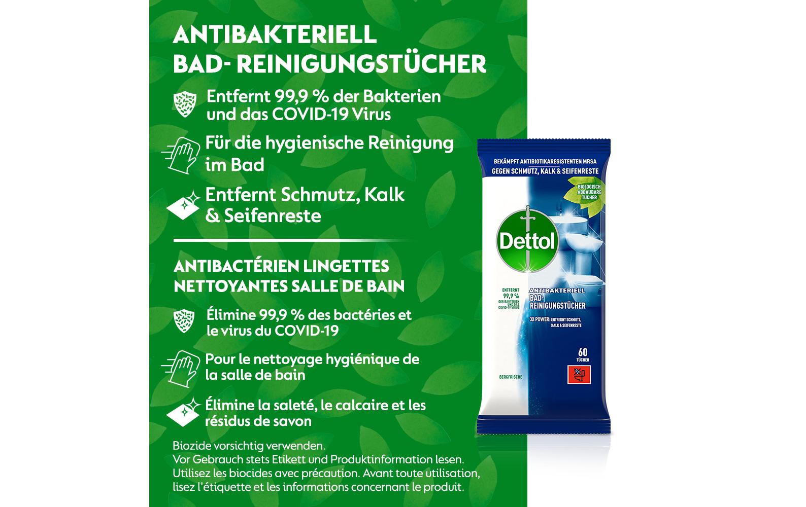 Dettol Bad-Reinigungstücher Bergfrische 60 Stück