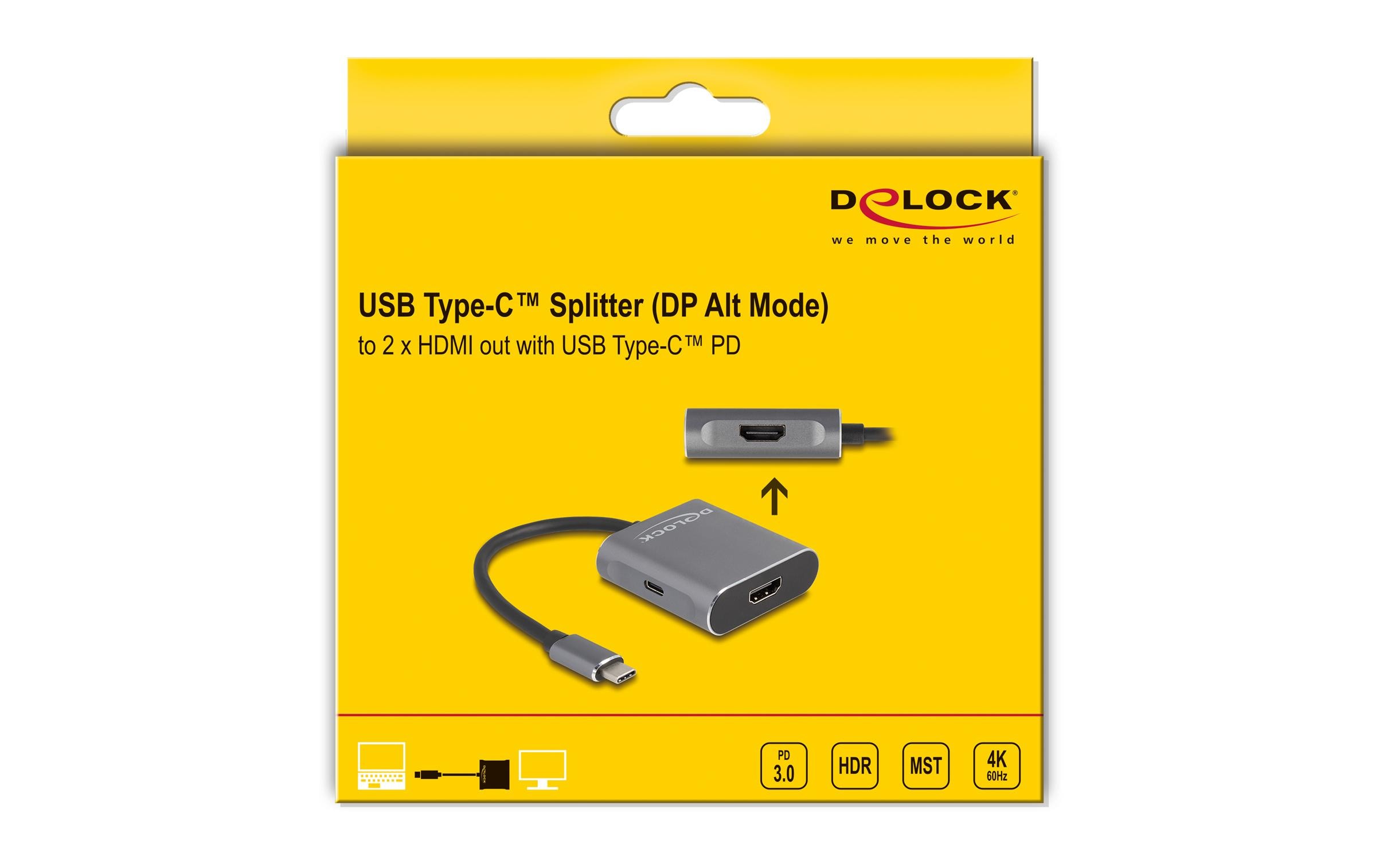 Delock 2-Port Signalsplitter USB-C – 2x HDMI