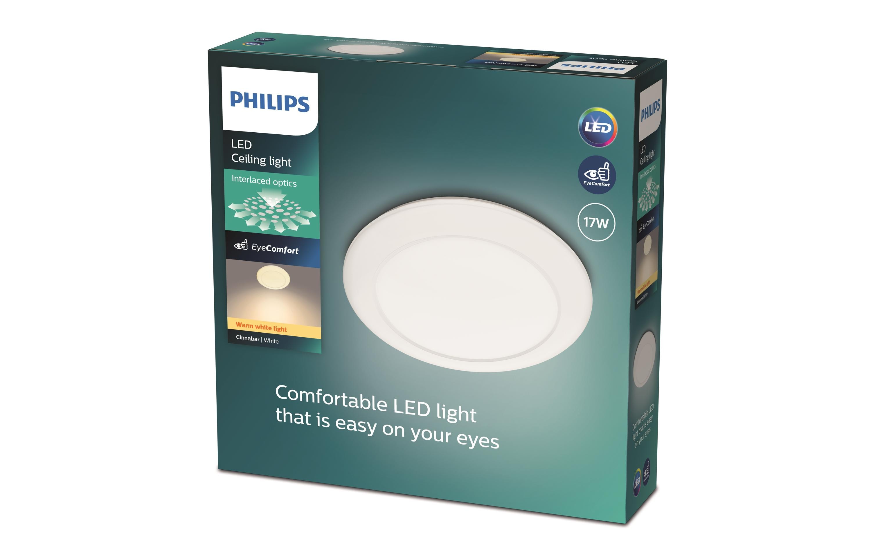 Philips Deckenleuchte Cinnabar, 16 W, 1300 lm, 2700 K, Weiss