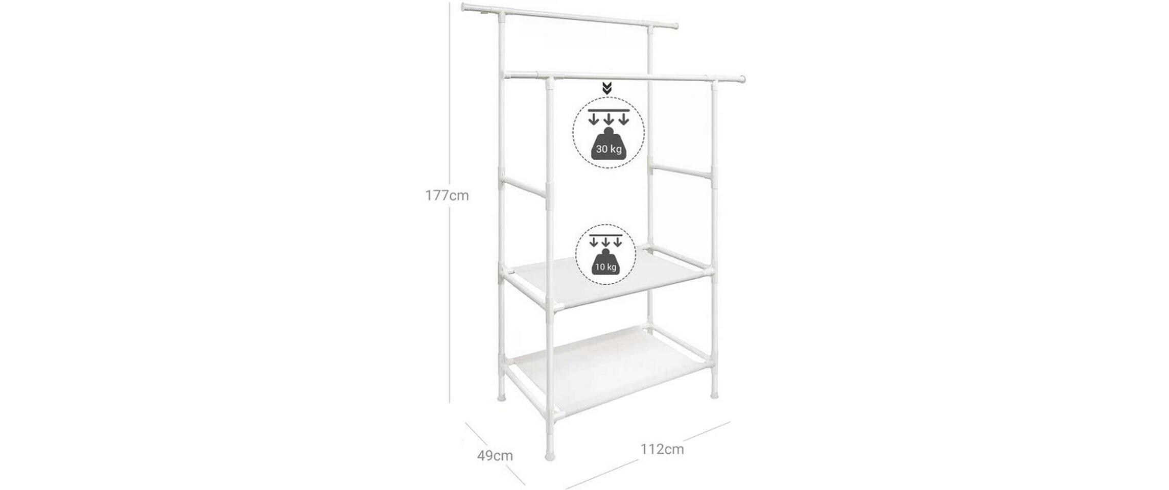 Songmics Garderobenständer 112 x 49 x 177 cm, Weiss