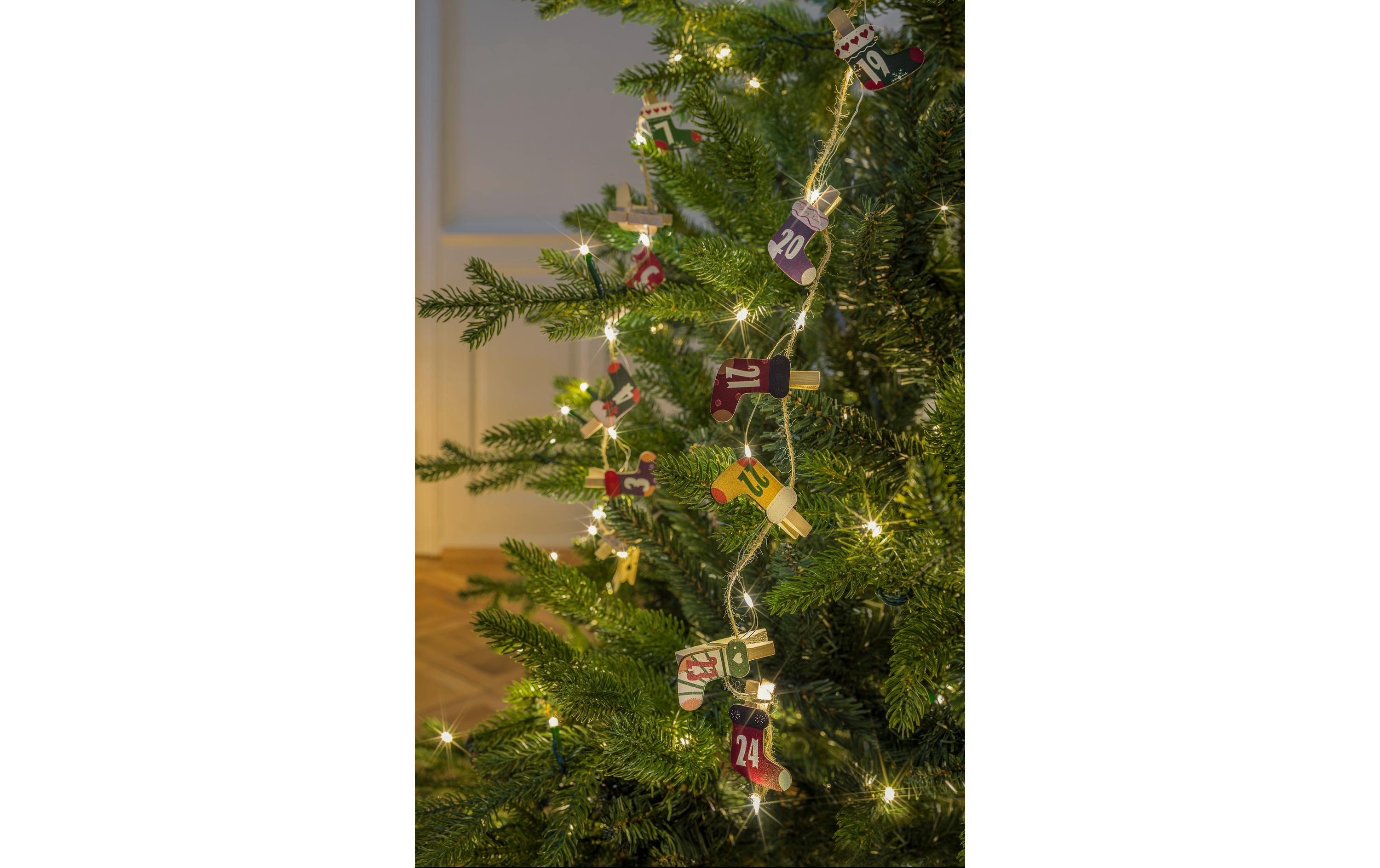 STT Adventskalender Clips Christmas Socks, 25 LEDs, 1.8 m