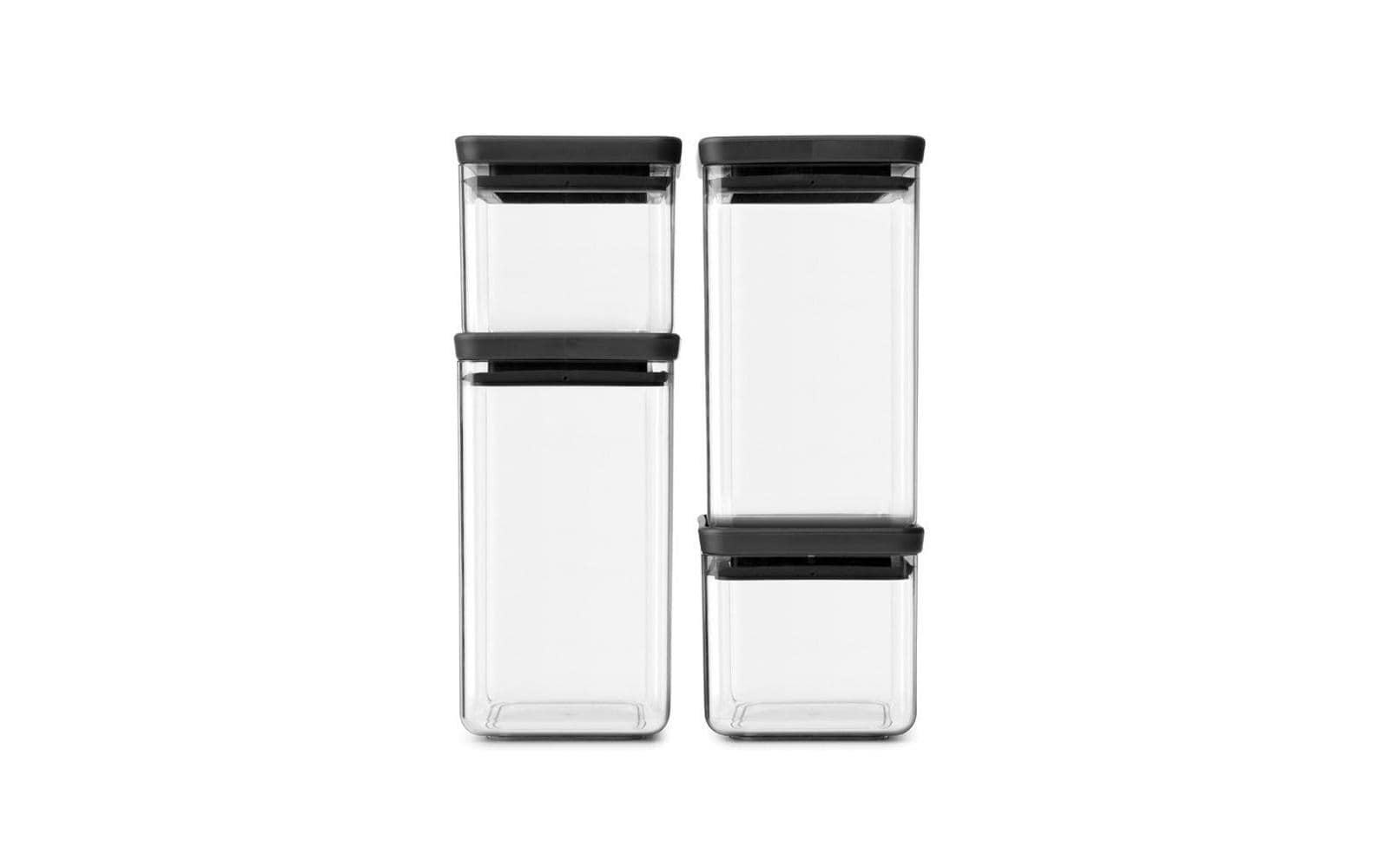 Brabantia Vorratsbehälter Tasty 4 Stück, 4.6 l, Dunkelgrau/Transparent