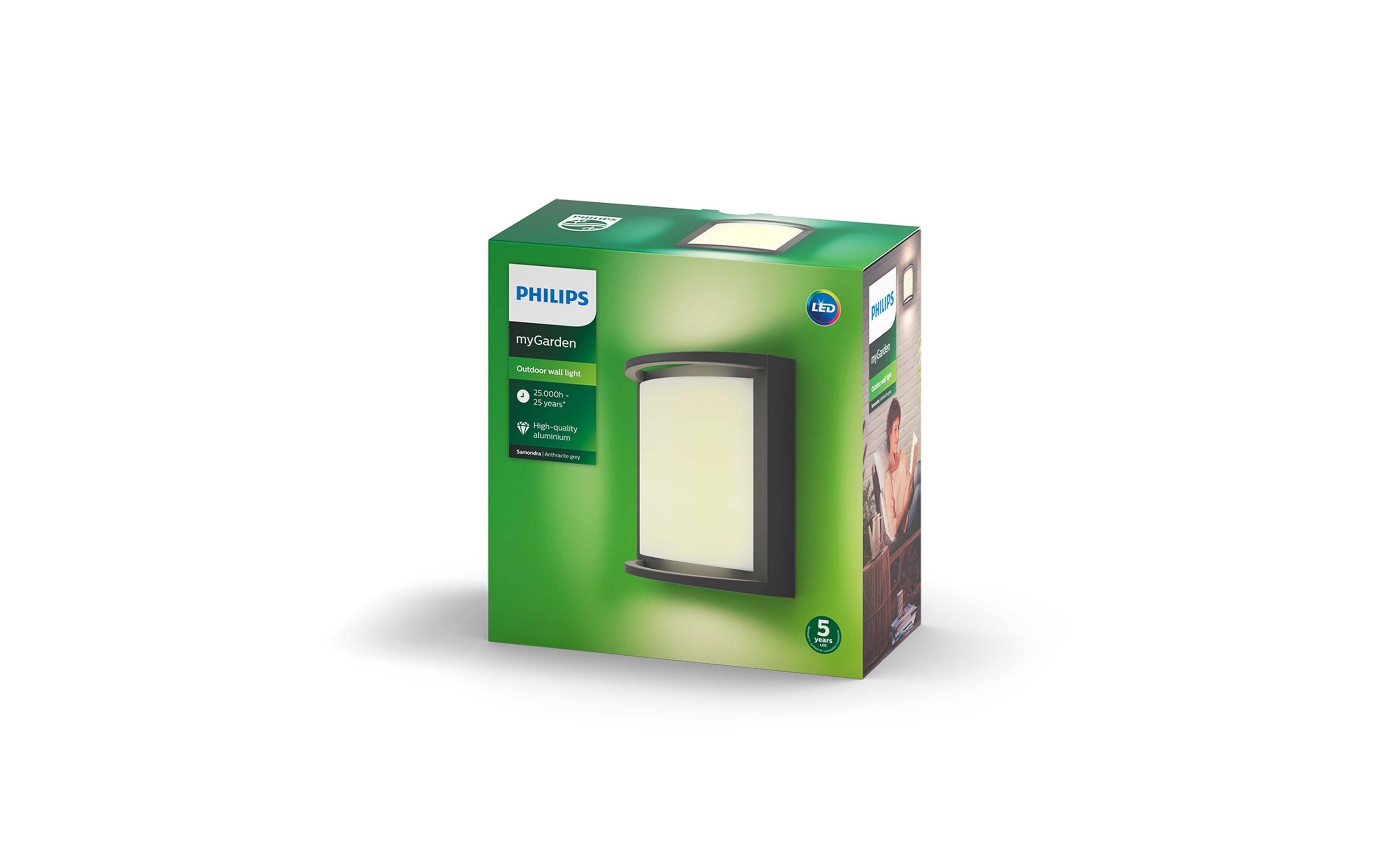 Philips Wandleuchte Samondra, 12 W, 1200 lm, 2700 K, Anthrazit