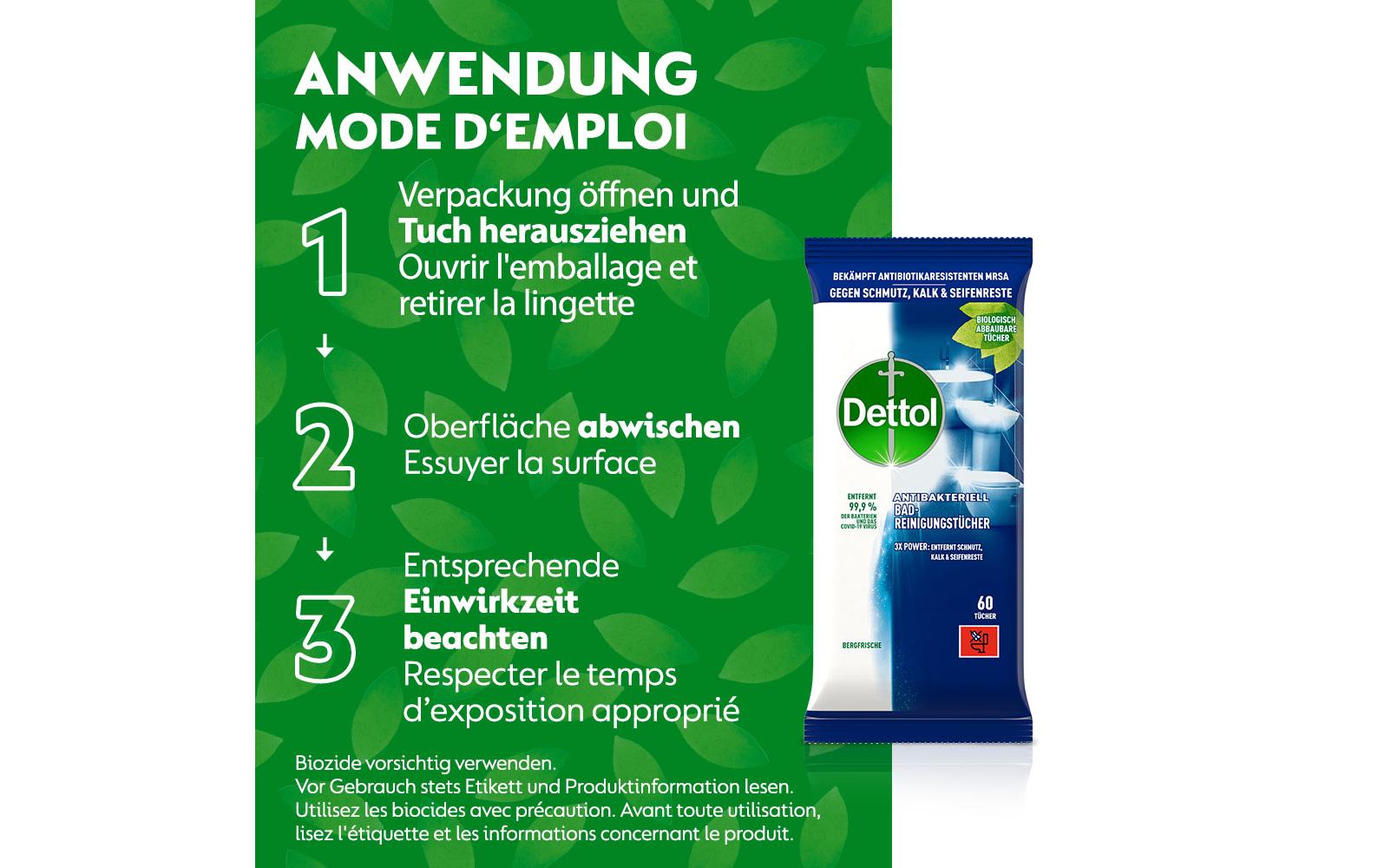 Dettol Bad-Reinigungstücher Bergfrische 60 Stück