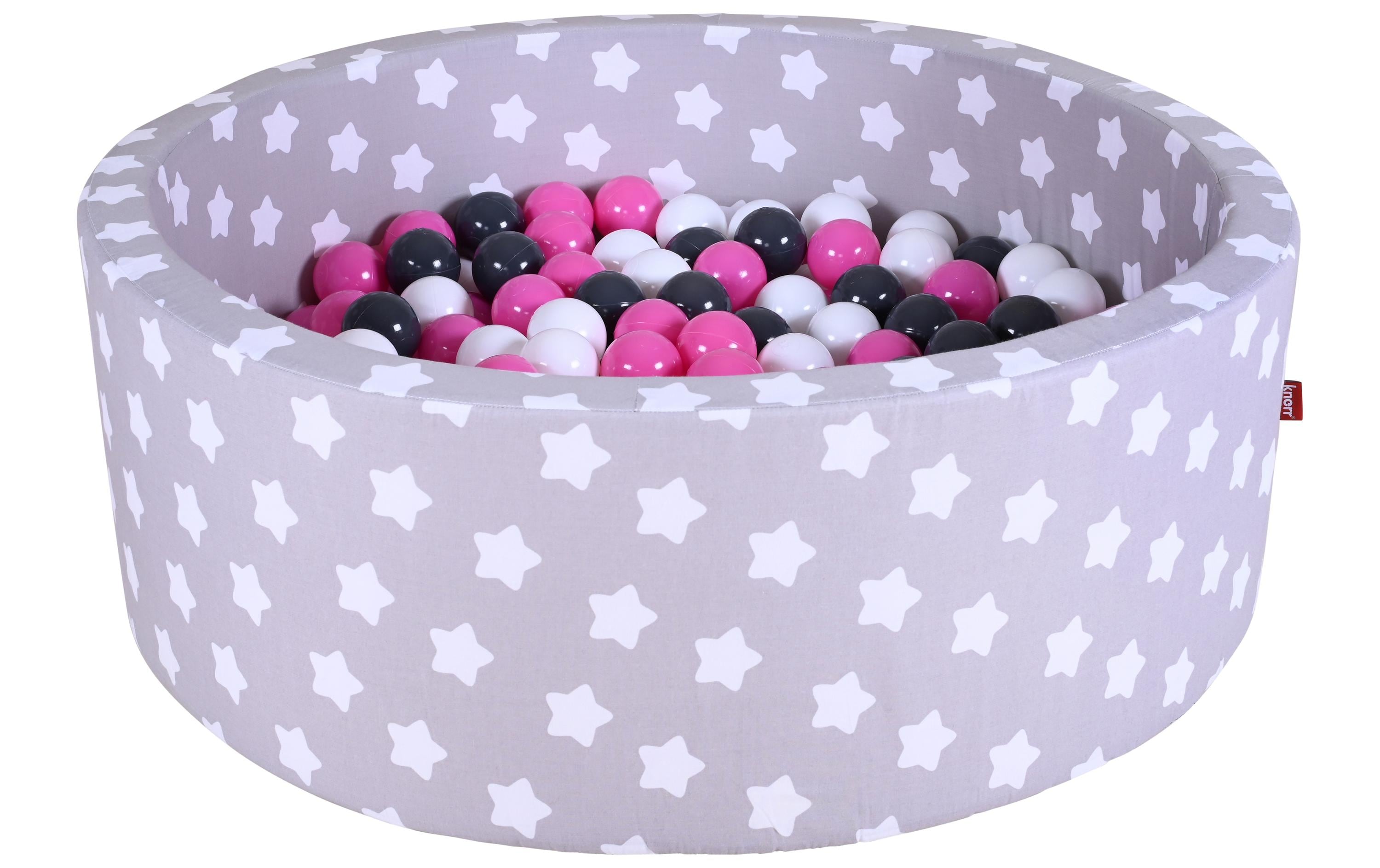 Knorrtoys Bällebad Grey White Stars 300 Bälle creme/grey/rose