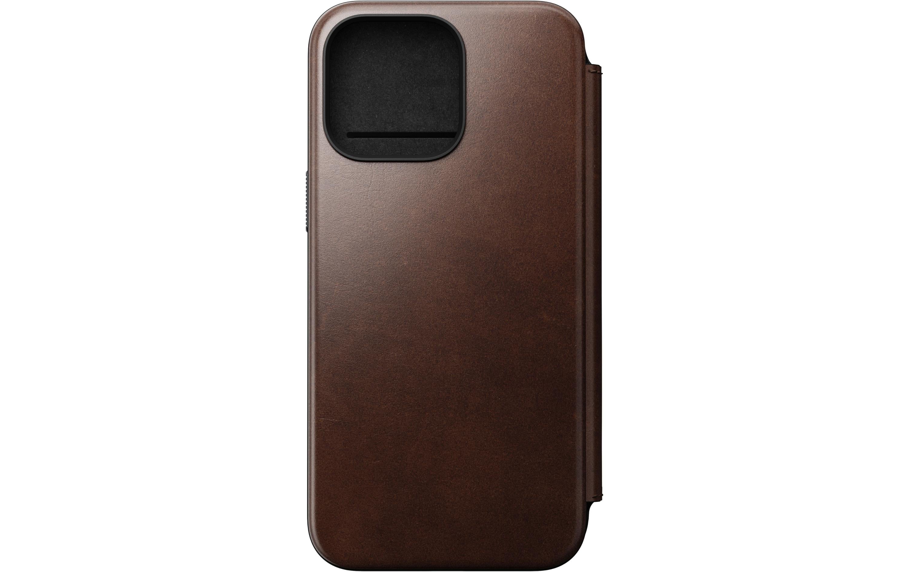 Nomad Modern Horween Leather Folio iPhone 15 Pro Max Rostbraun