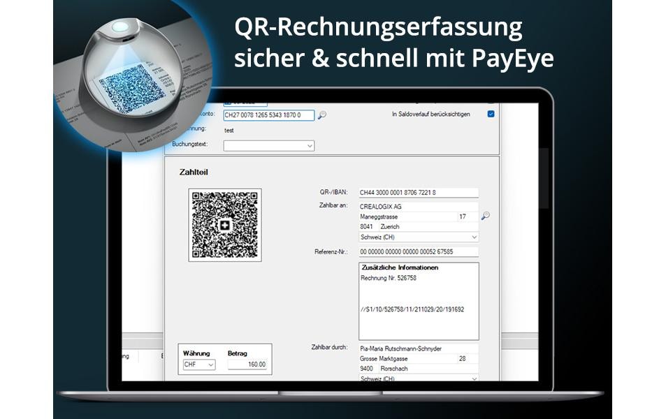 Crealogix Belegleser PayEye Swiss QR Code Reader