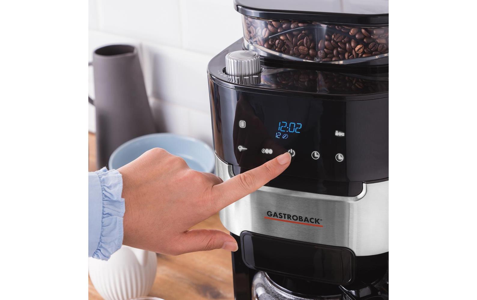 Gastroback Filterkaffeemaschine Grind & Brew Pro Thermo Schwarz/Silber