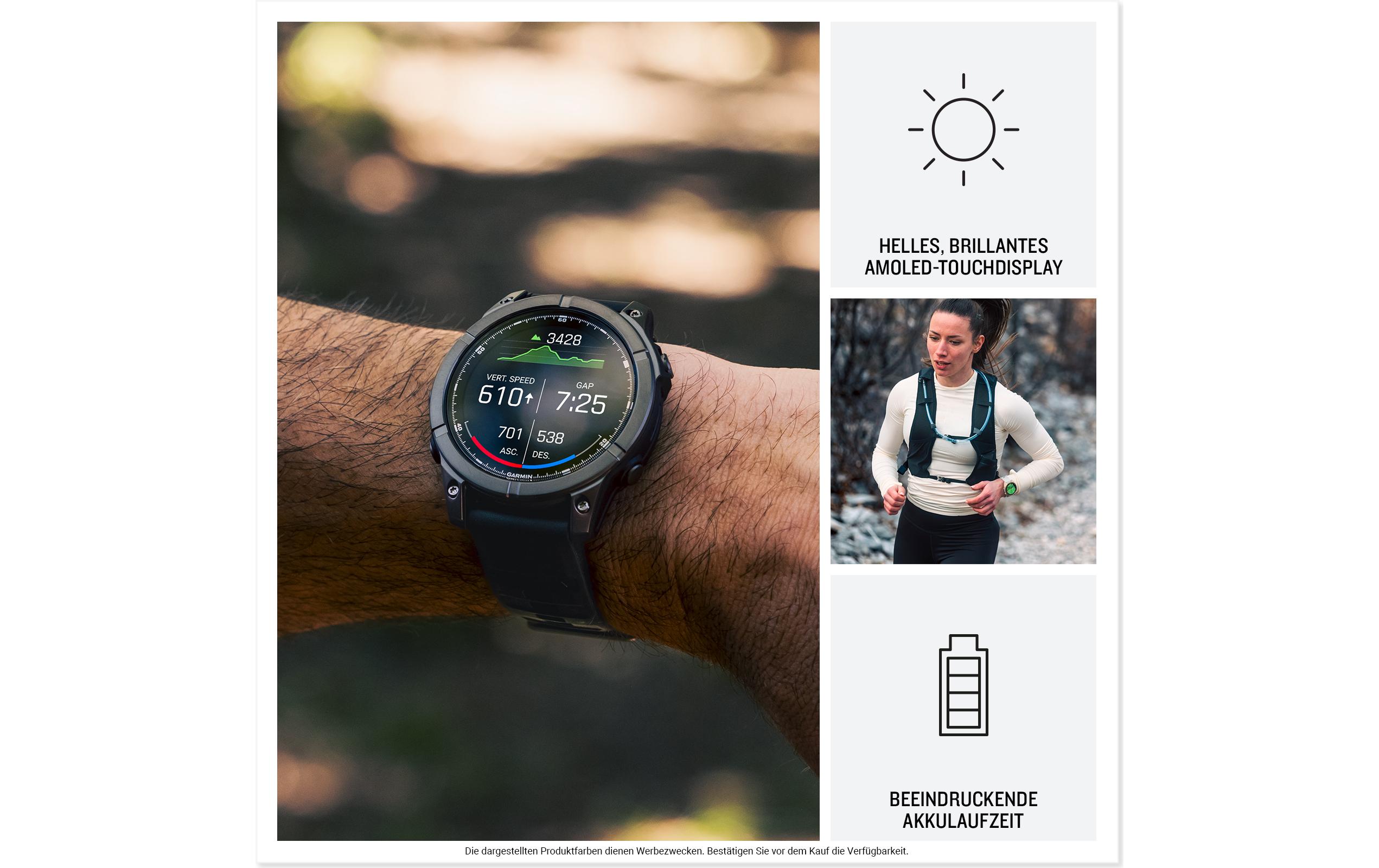 GARMIN Sportuhr Fenix E, 47 mm Schwarz