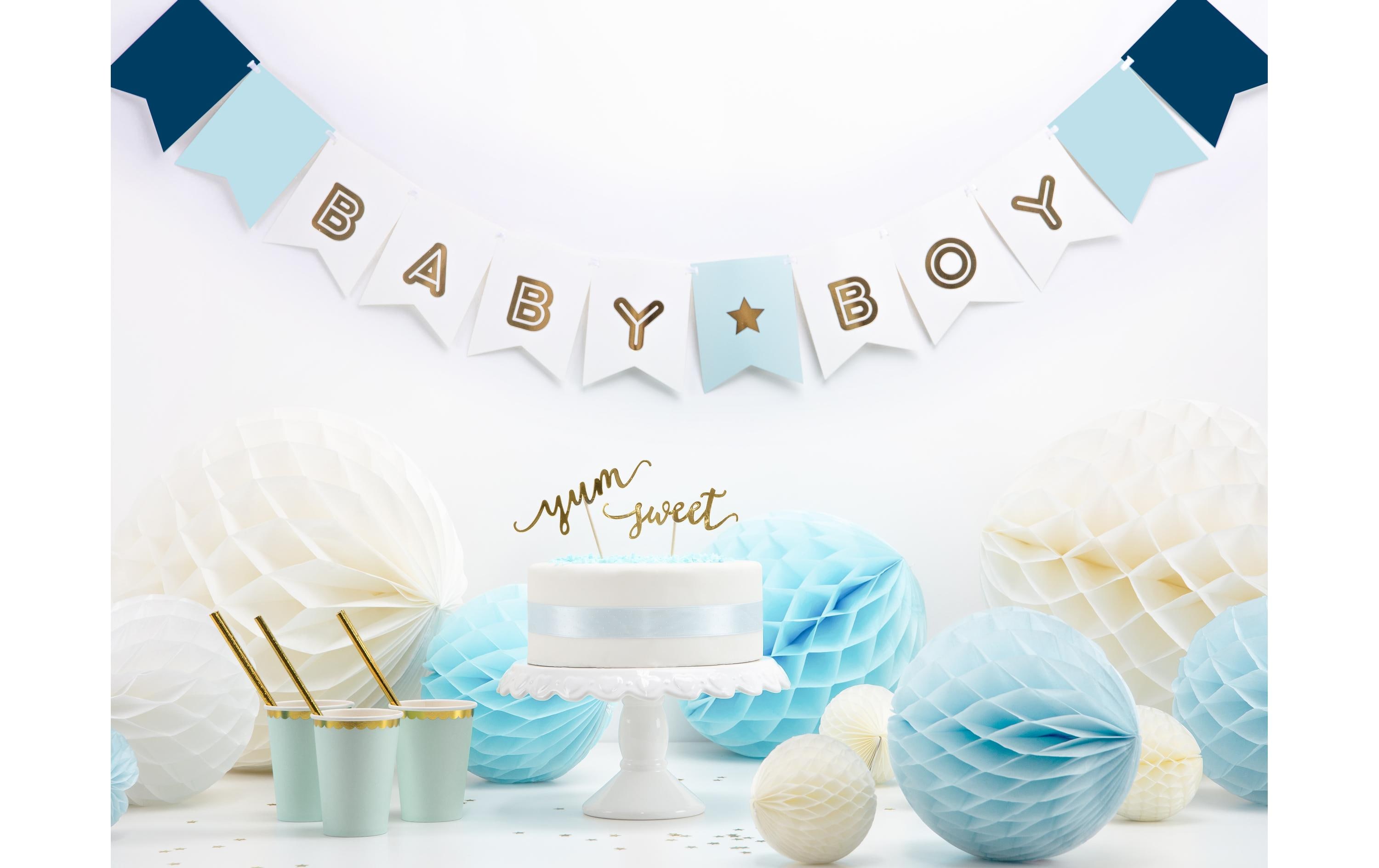 Partydeco Girlande Baby Boy 1.6 m, Blau/Gold