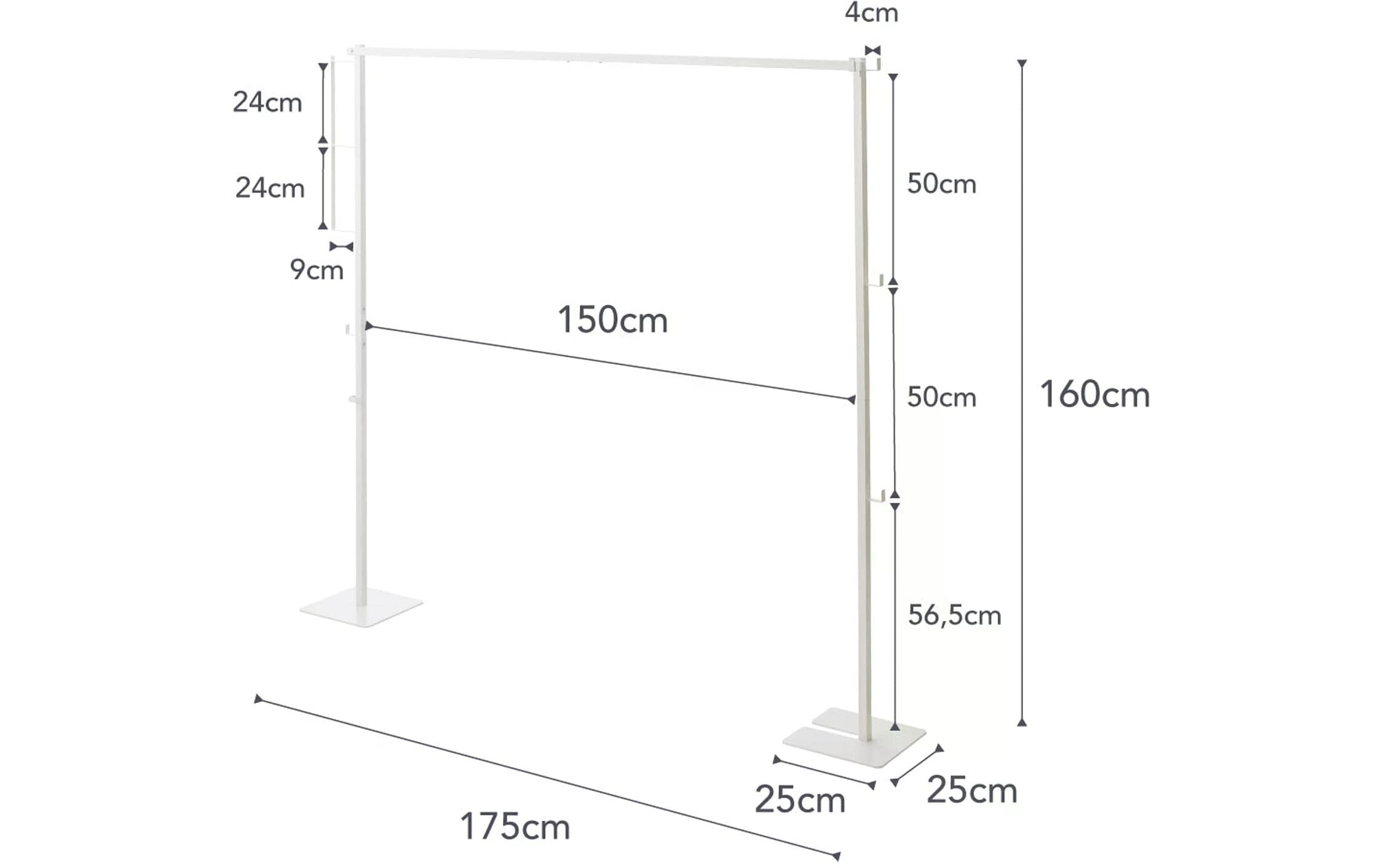 Yamazaki Garderobenständer Tower 160 x 175 cm, Weiss