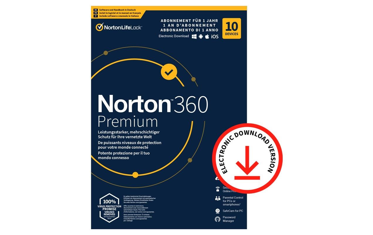 Norton Norton 360 Premium ESD, 10 Device, 1 Jahr