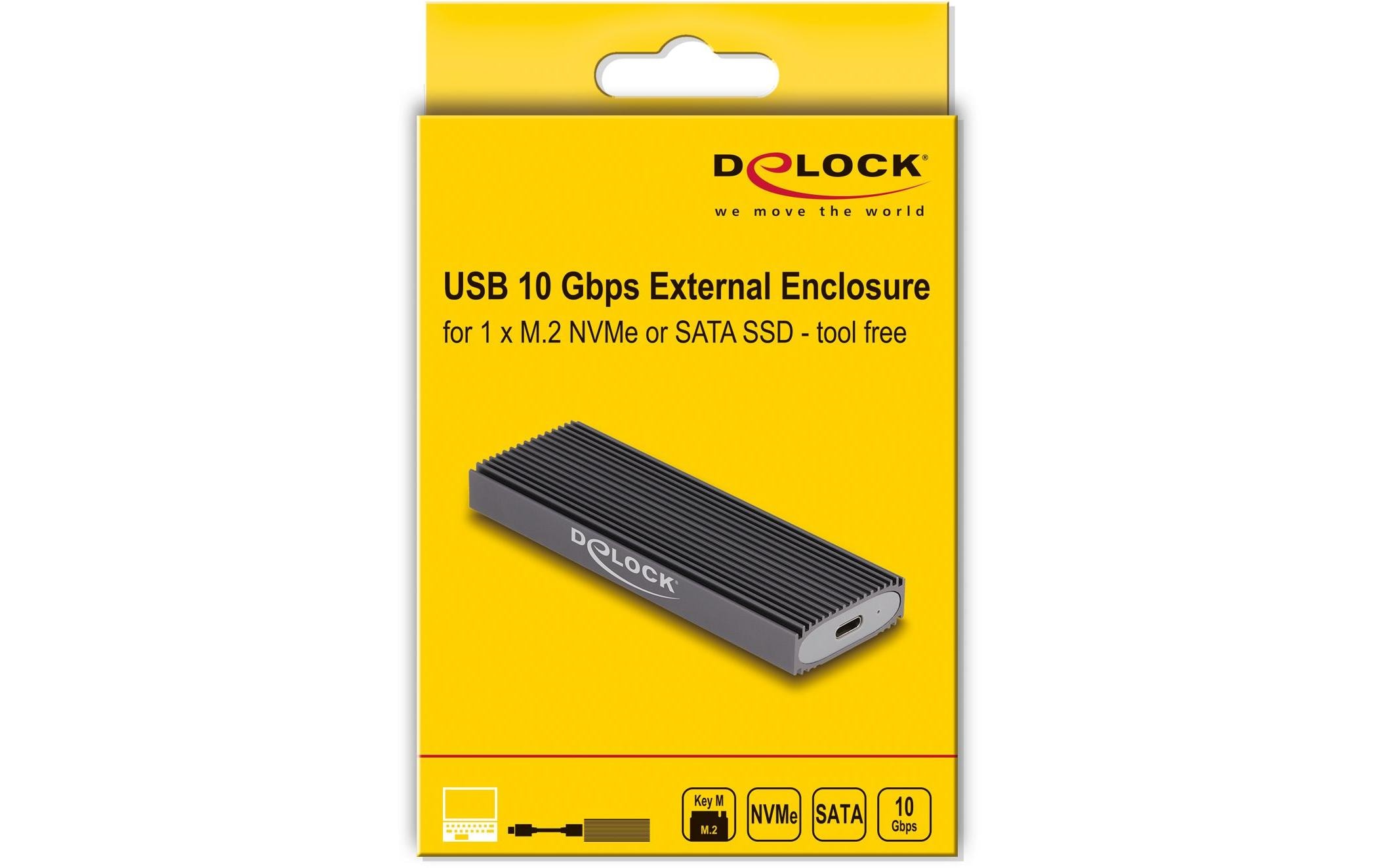 Delock Externes Gehäuse M.2 NVMe PCIe&ATA SSD zu USB 3.1 M.2