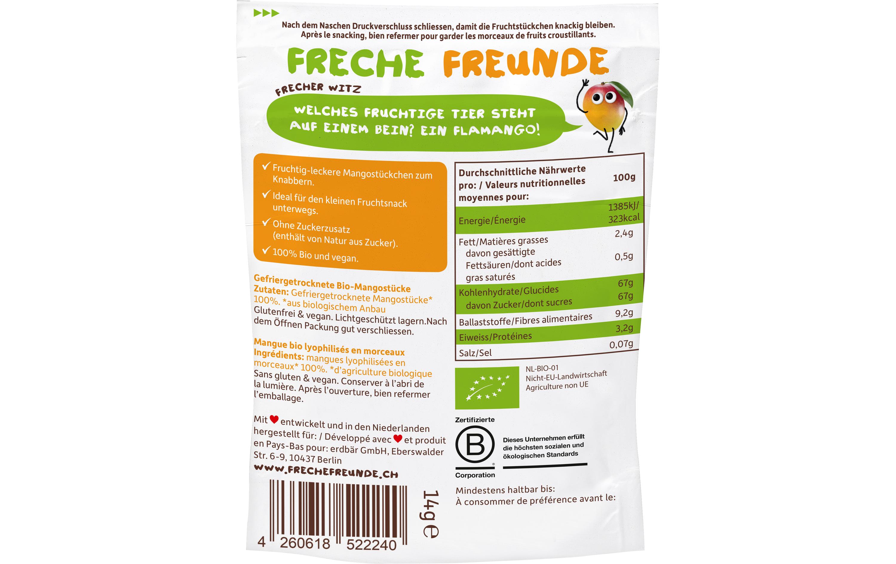 Freche Freunde Knabberspass Fruchtchips Mango 8x 14 g