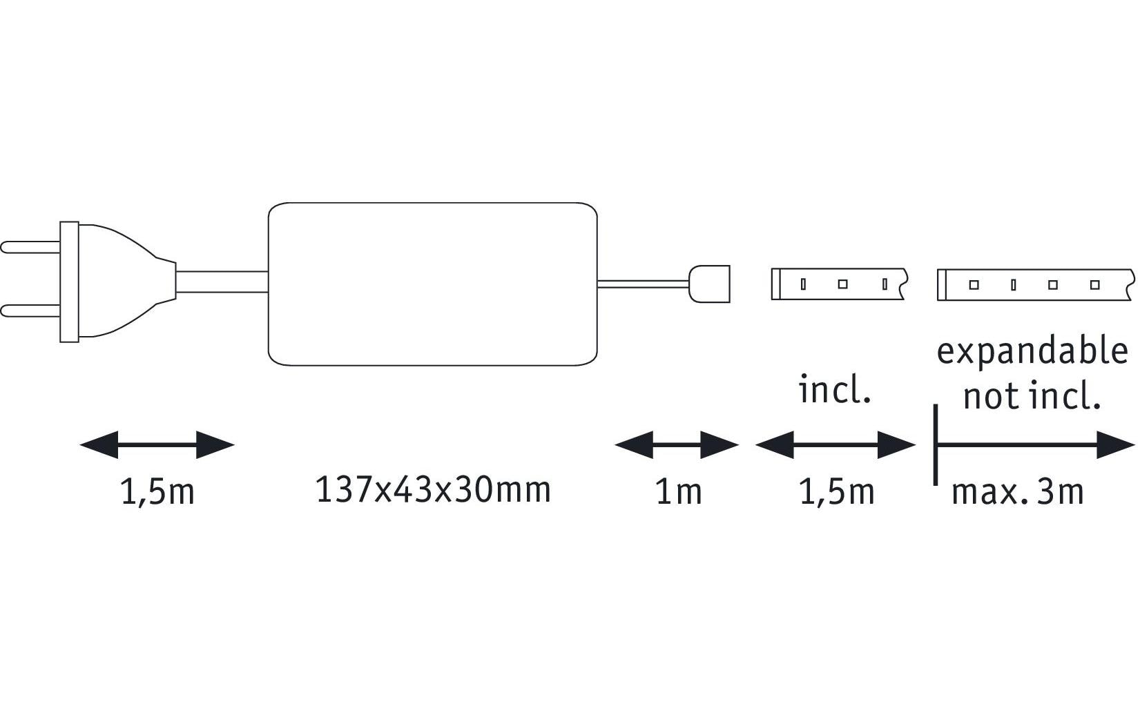 Paulmann LED-Stripe MaxLED 1000 2700 K, 1.5 m Basisset