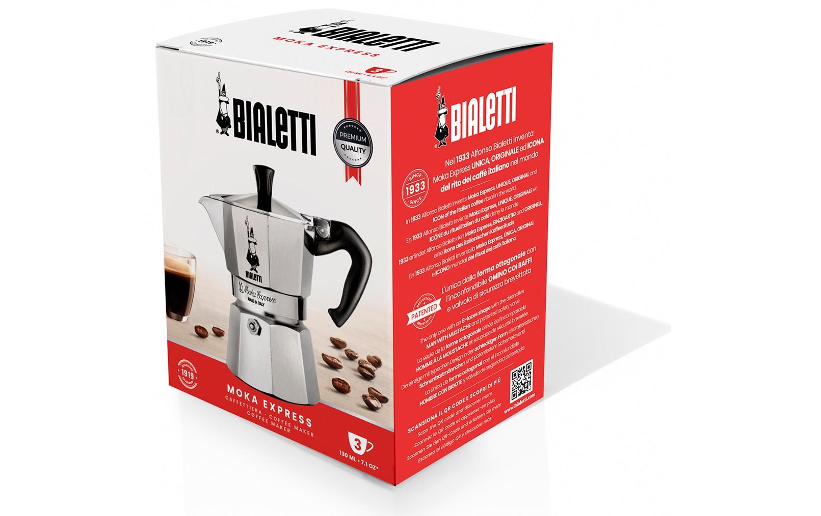 Bialetti Espressokocher Moka Express 3 Tassen, Silber