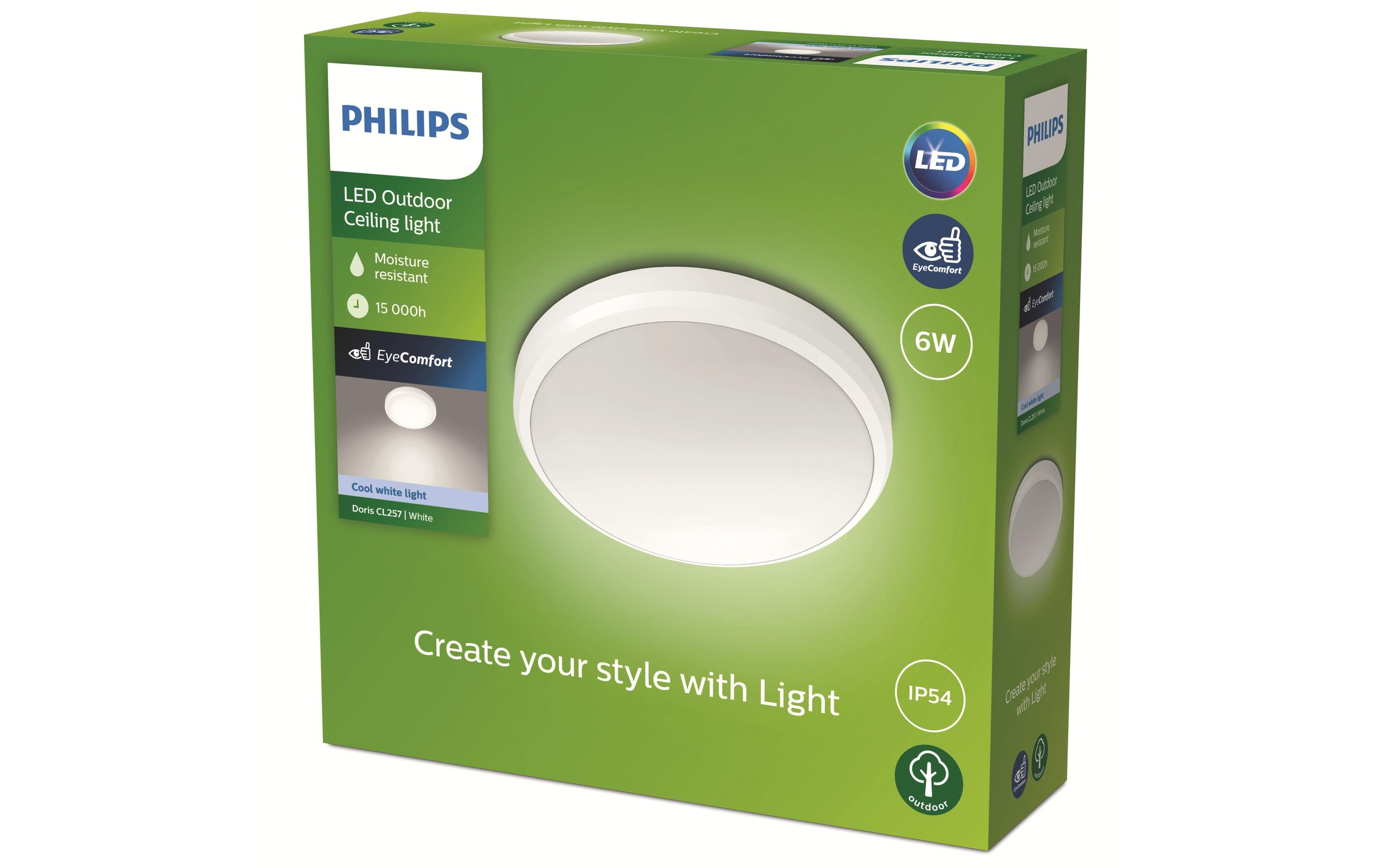 Philips Deckenleuchte Doris, Ø 22 cm, 6W, 4000K, Weiss