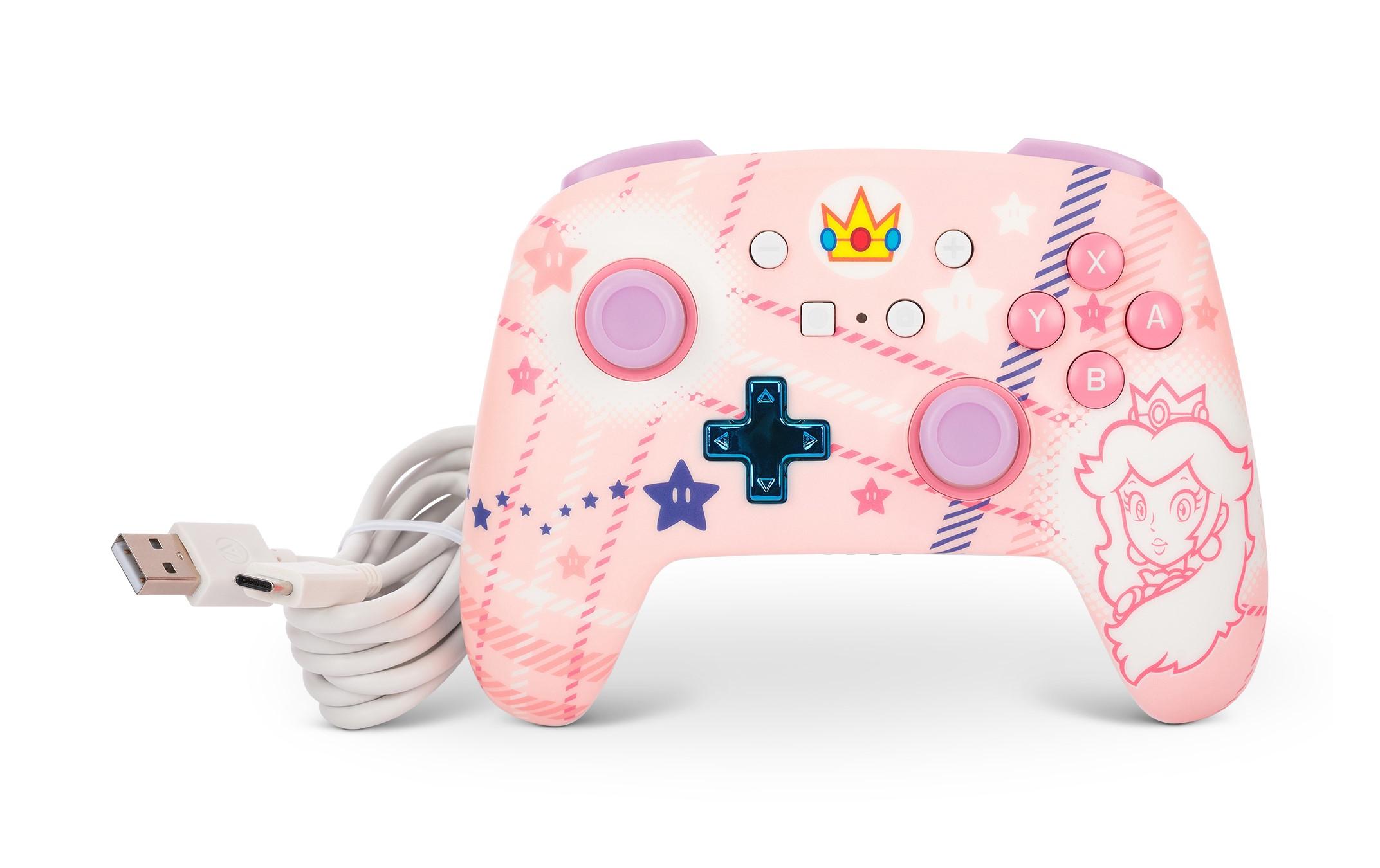 Power A Enhanced Wireless Controller Princess Peach Plaid